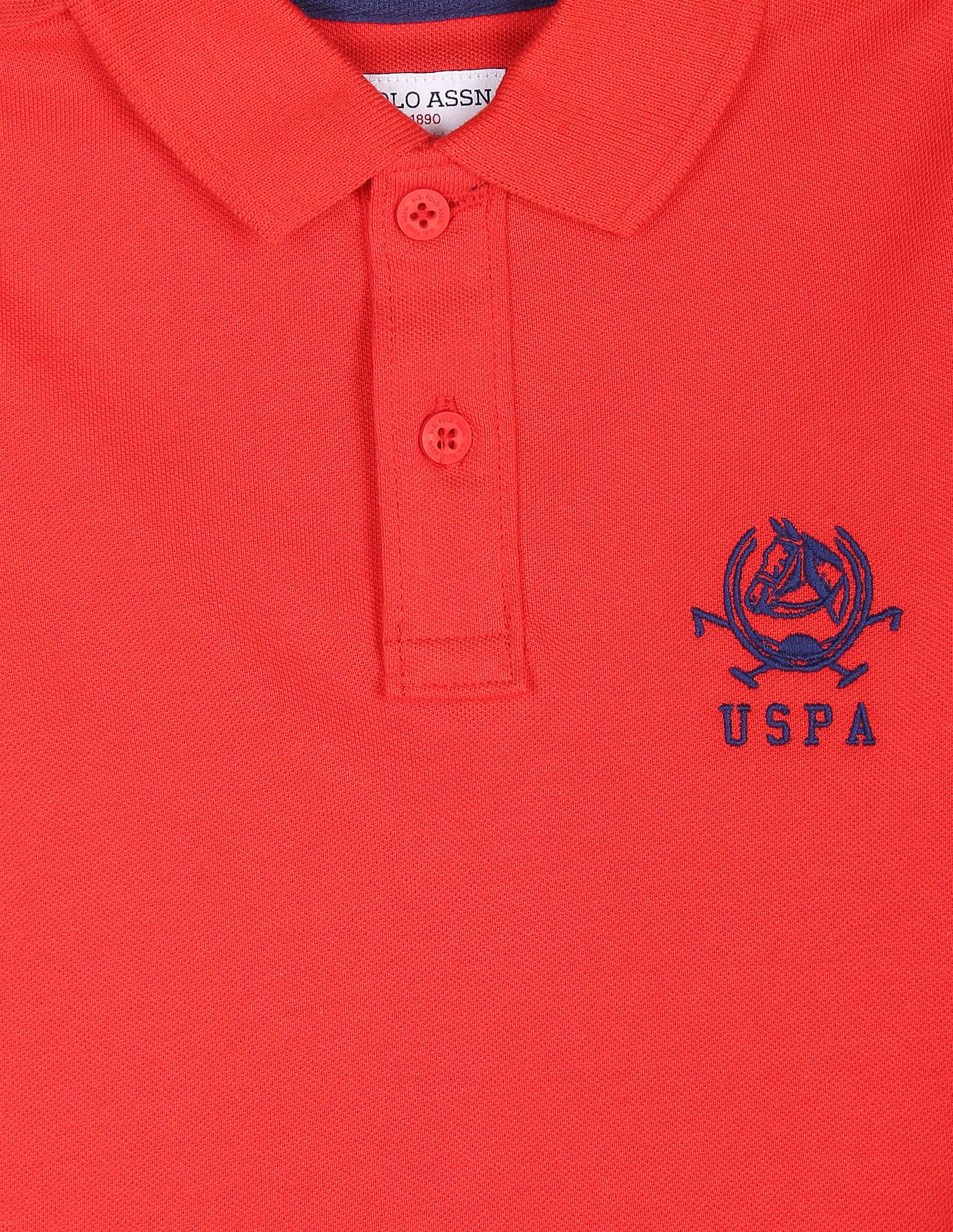 Solid Cotton Pique Polo Shirt Red - U.S. Polo Assn. India | Large