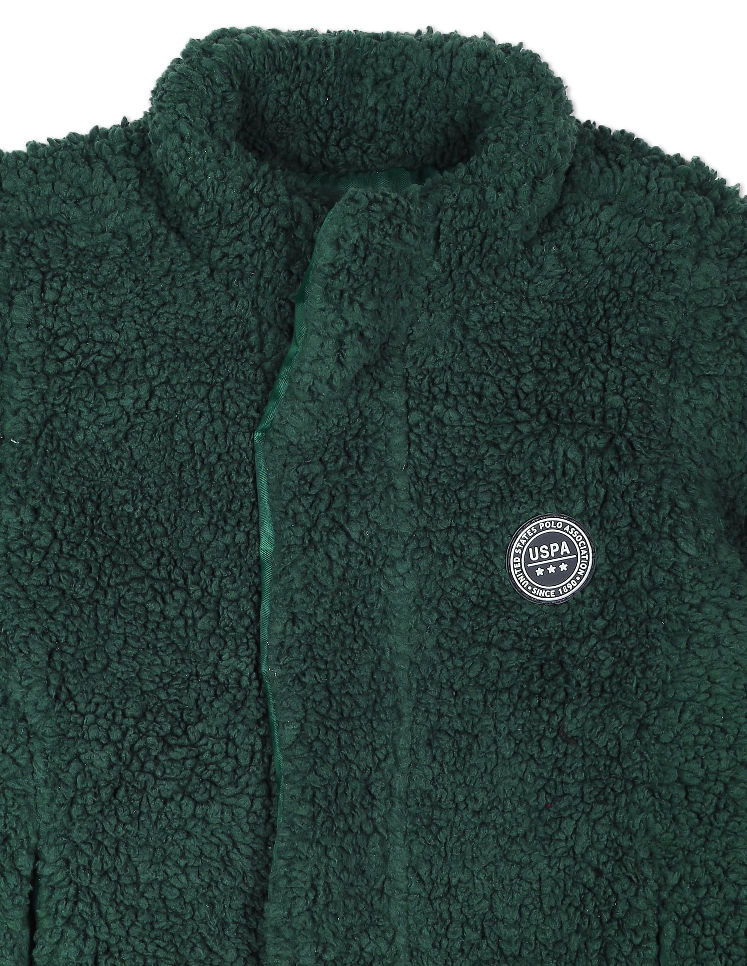 Boys Dark Green Solid Sherpa Jacket Dark Green - U.S. POLO ASSN. | Large