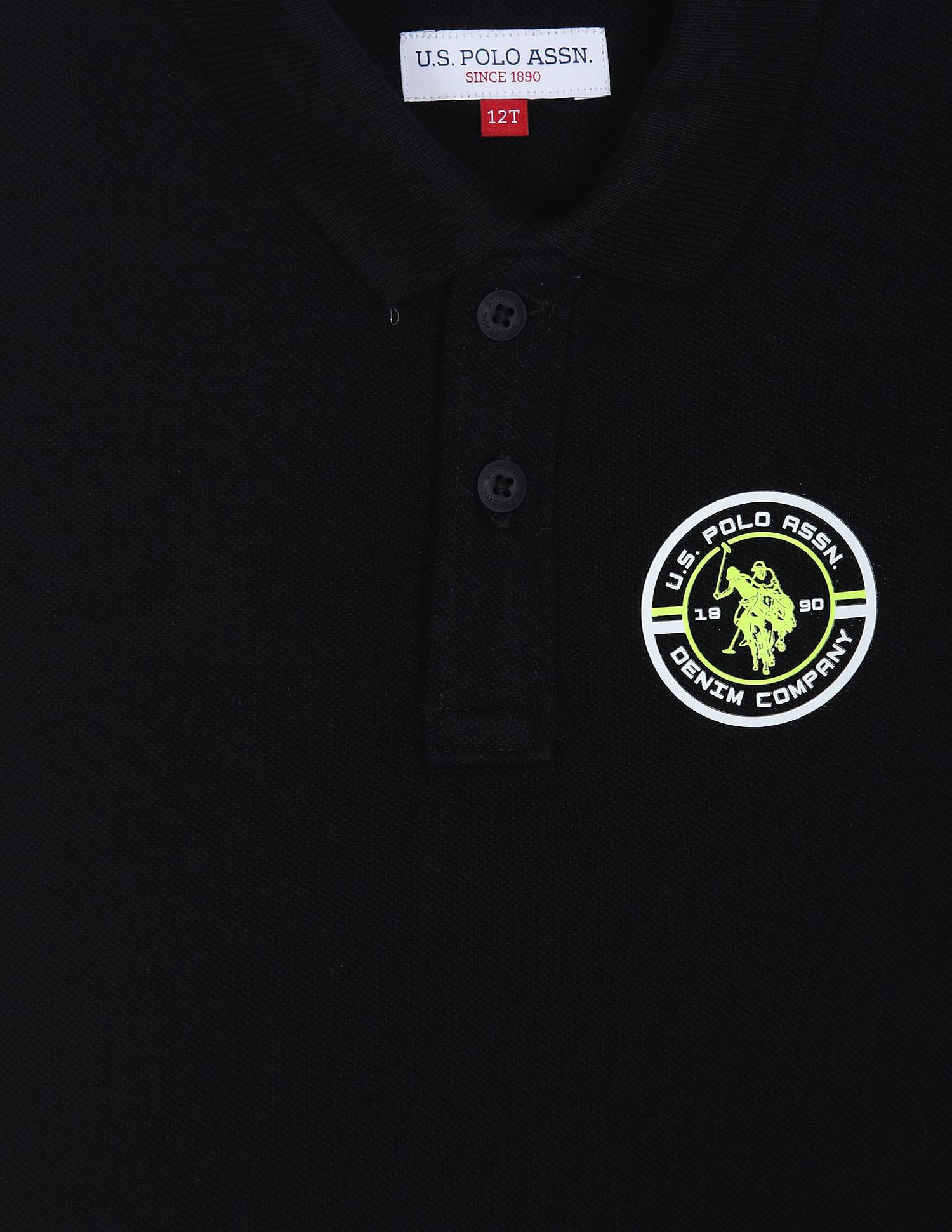 Brand Tape Cotton Coordinate Polo Shirt Black - U.S. Polo Assn. India | Large