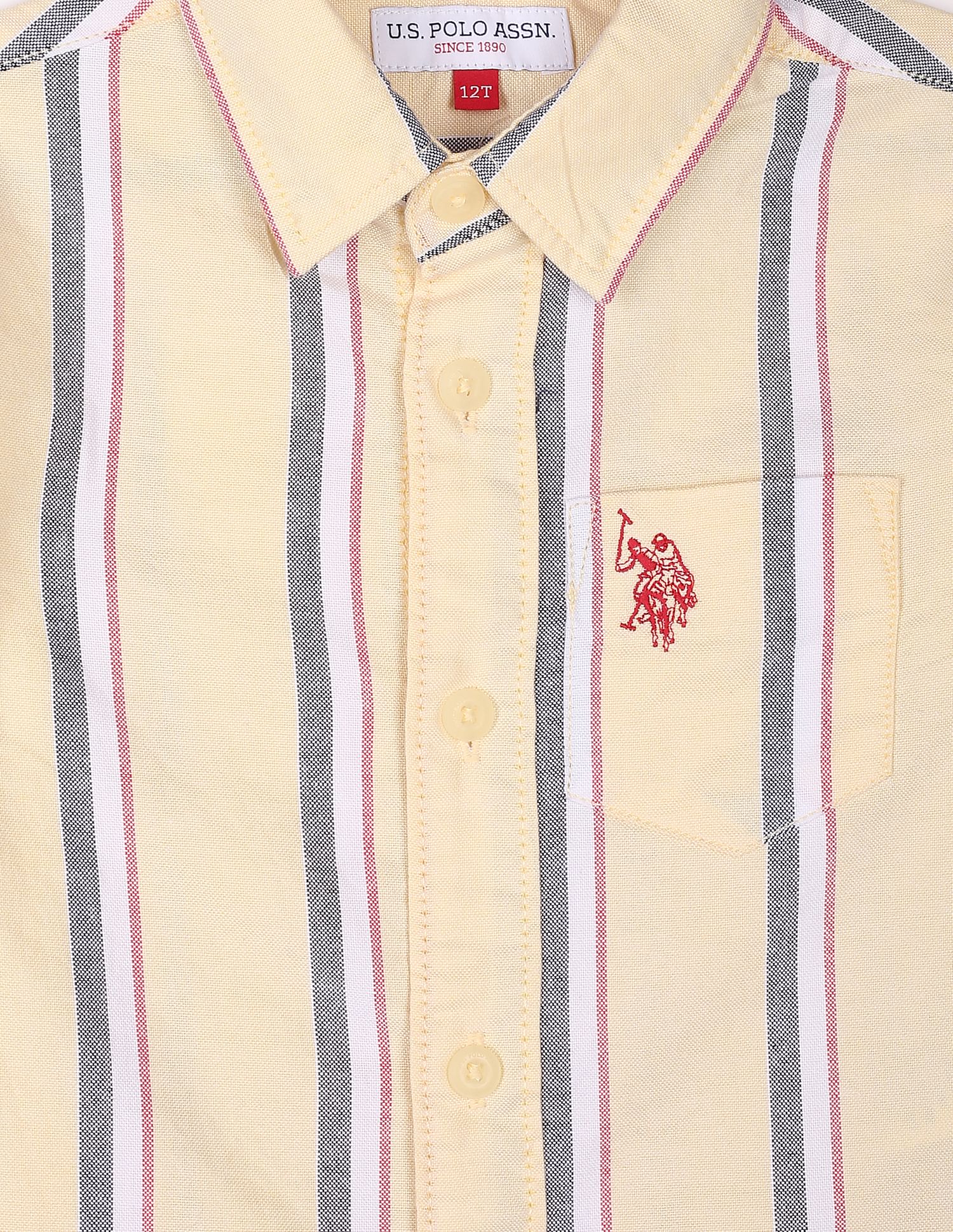 Vertical Stripe Oxford Shirt Yellow - U.S. Polo Assn. India | Large