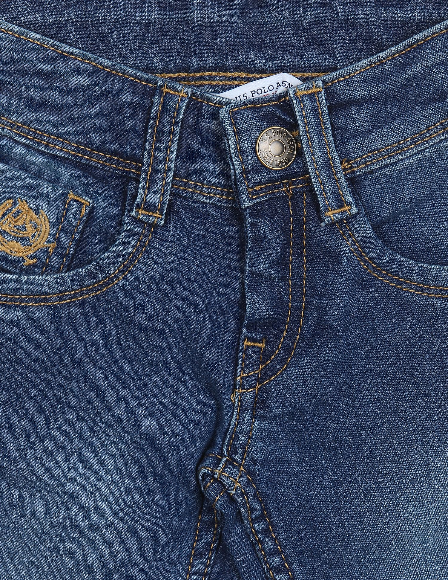 Boys Dark Blue Skinny Fit Stone Wash Jeans Dark Blue - U.S. Polo Assn. India | Large