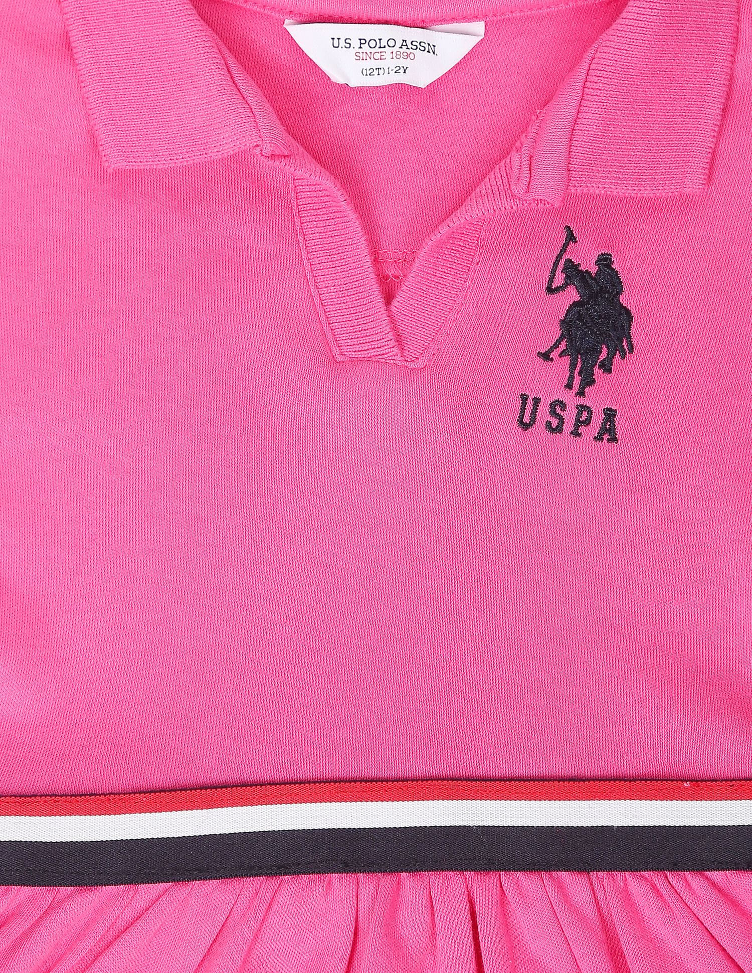 Cotton Solid Polo Dress Dark Pink - U.S. POLO ASSN. | Large
