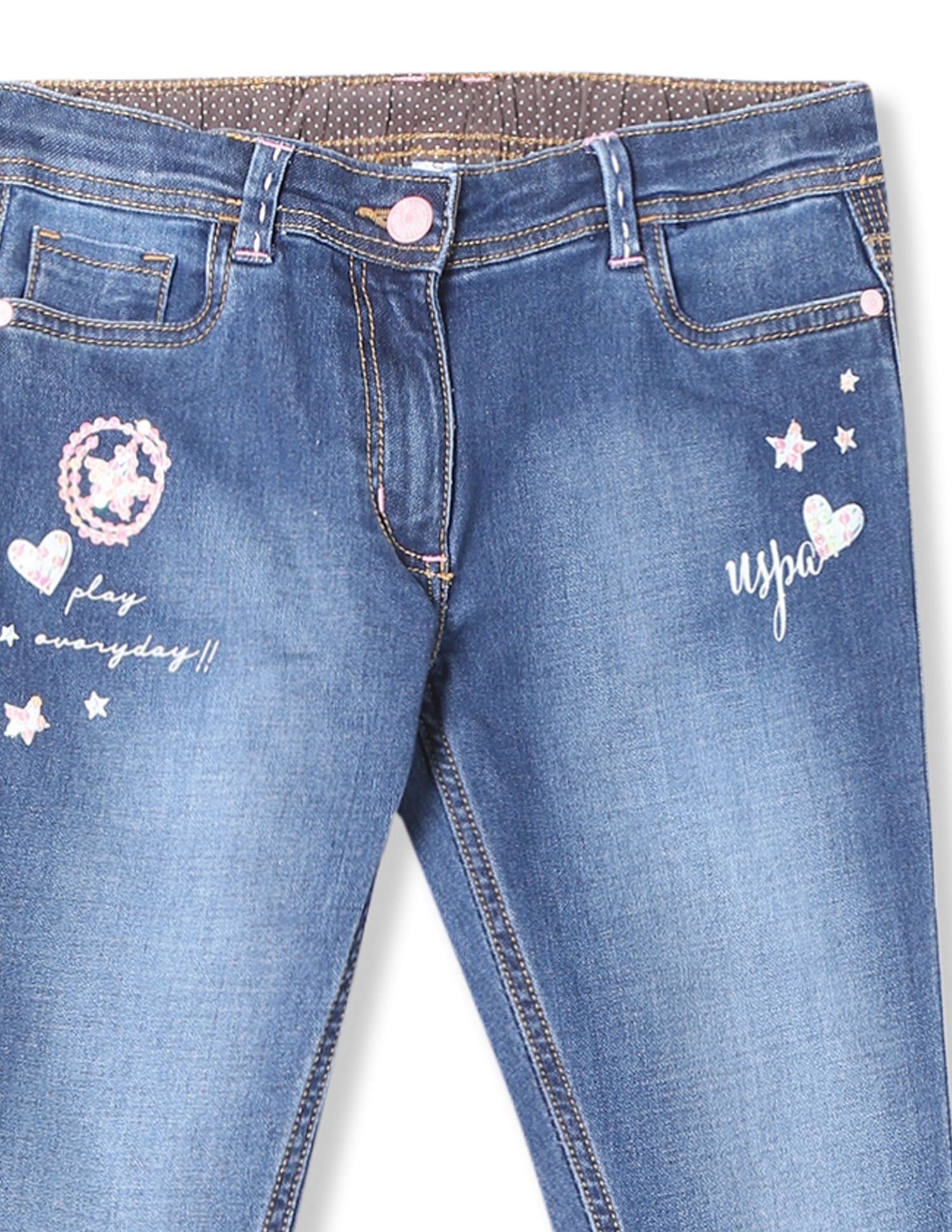 Regular Fit Embellished Jeans Blue - U.S. POLO ASSN. | Large