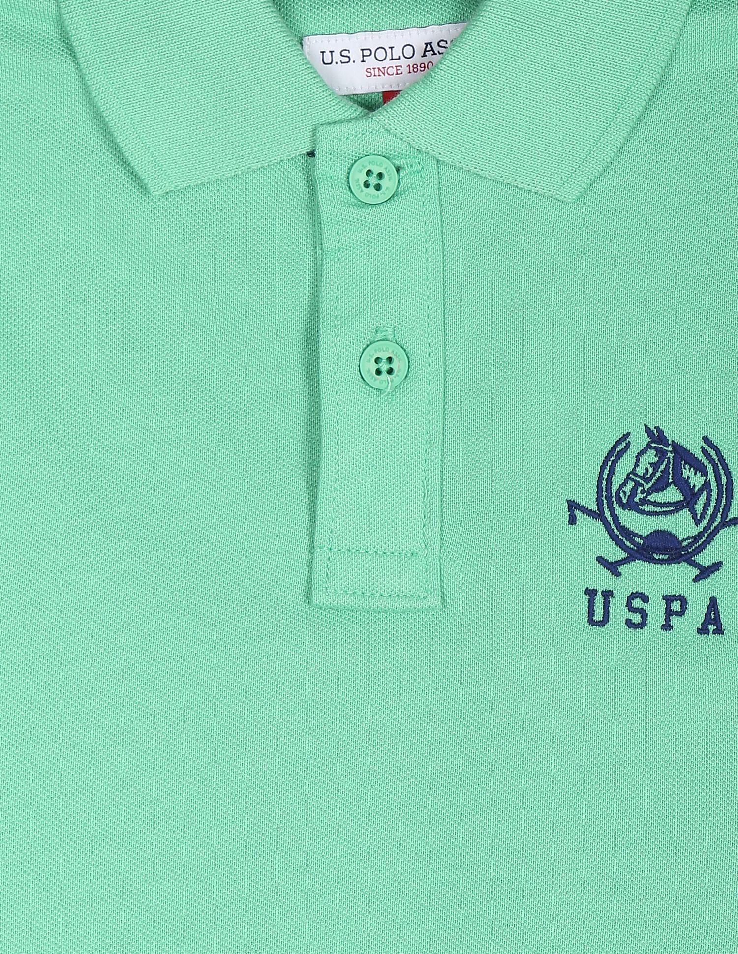 Solid Cotton Pique Polo Shirt Mint - U.S. Polo Assn. India | Large