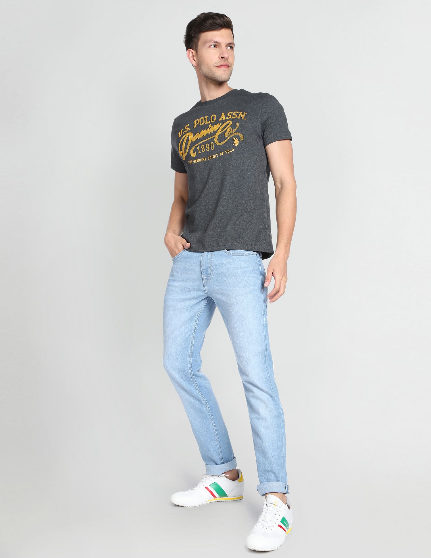 Stone Wash Brandon Slim Fit Jeans Blue - U.S. POLO ASSN. | Large