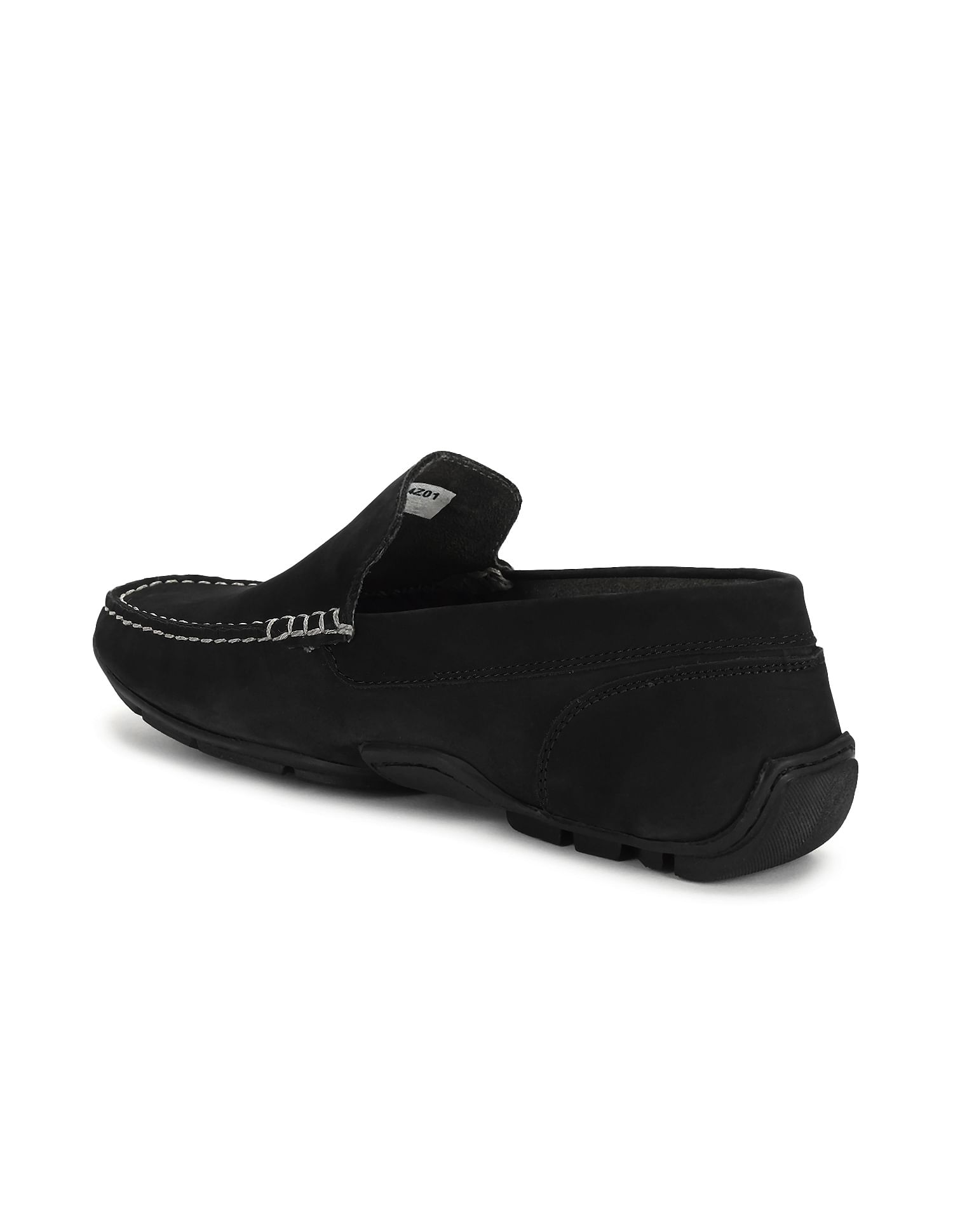 Men Contrast Stitch Leather Jabbar Loafers Black - U.S. Polo Assn. India | Large