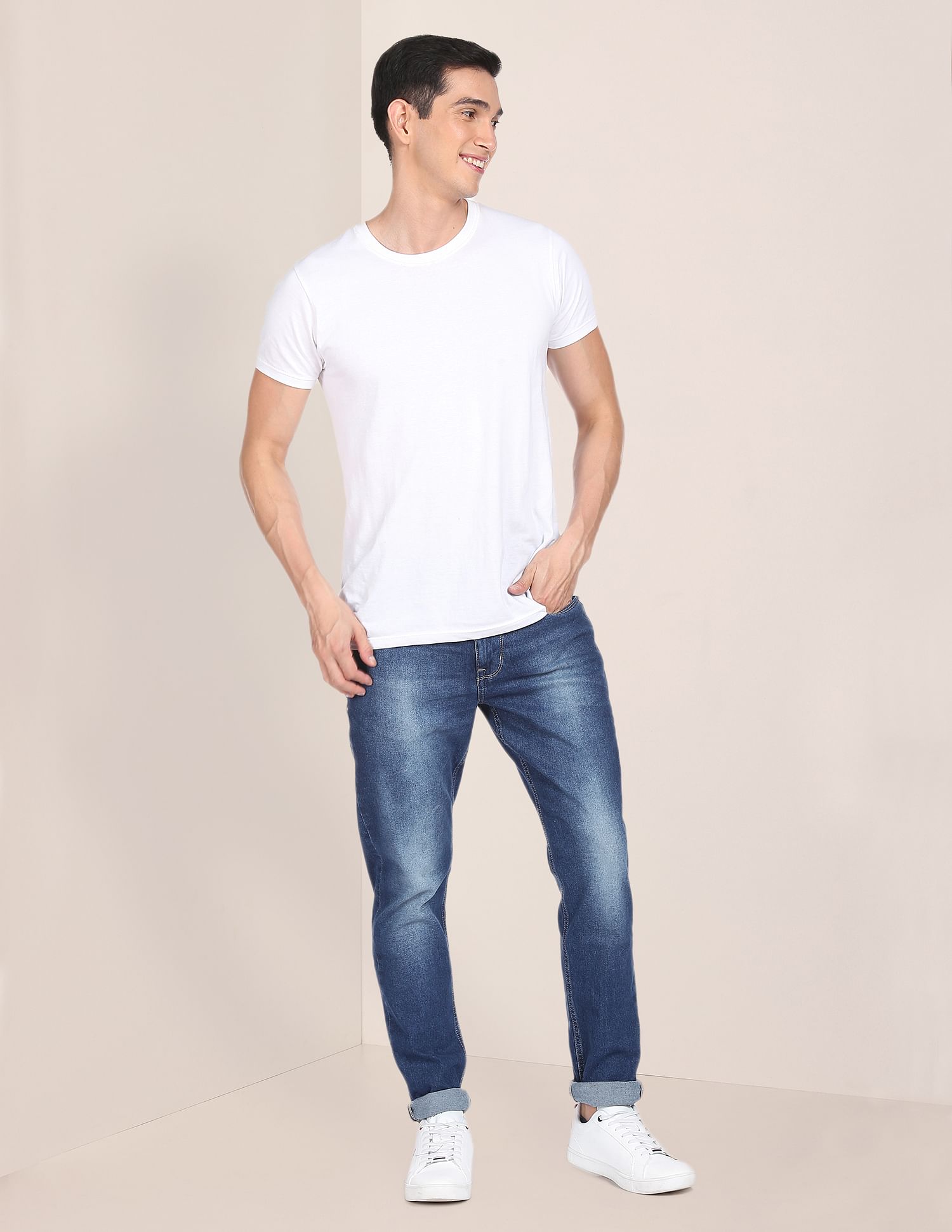 Men Blue Brandon Slim Tapered Fit Stone Wash Jeans Blue - U.S. POLO ASSN. | Large