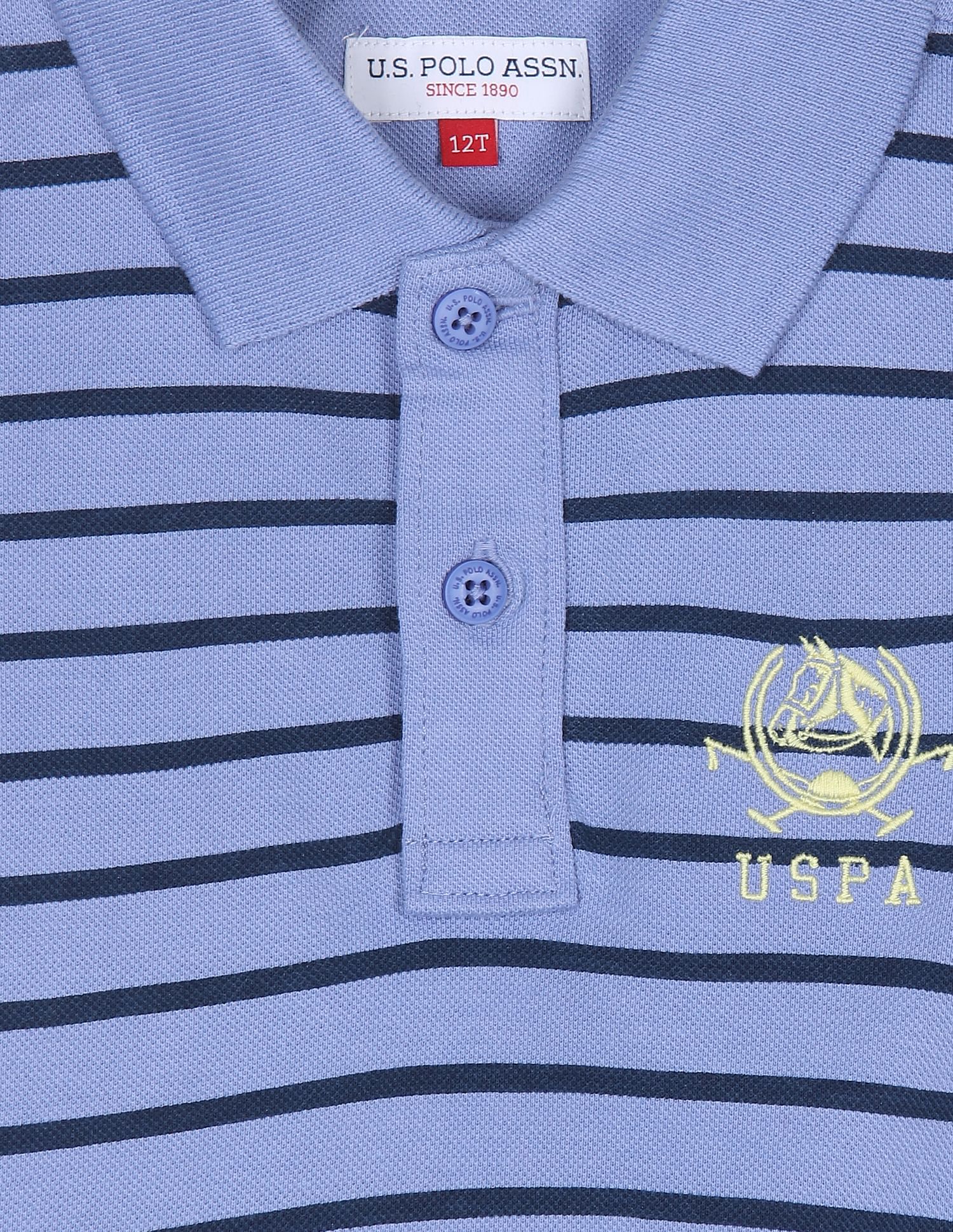 Horizontal Stripe Cotton Polo Shirt Light Purple - U.S. POLO ASSN. | Large