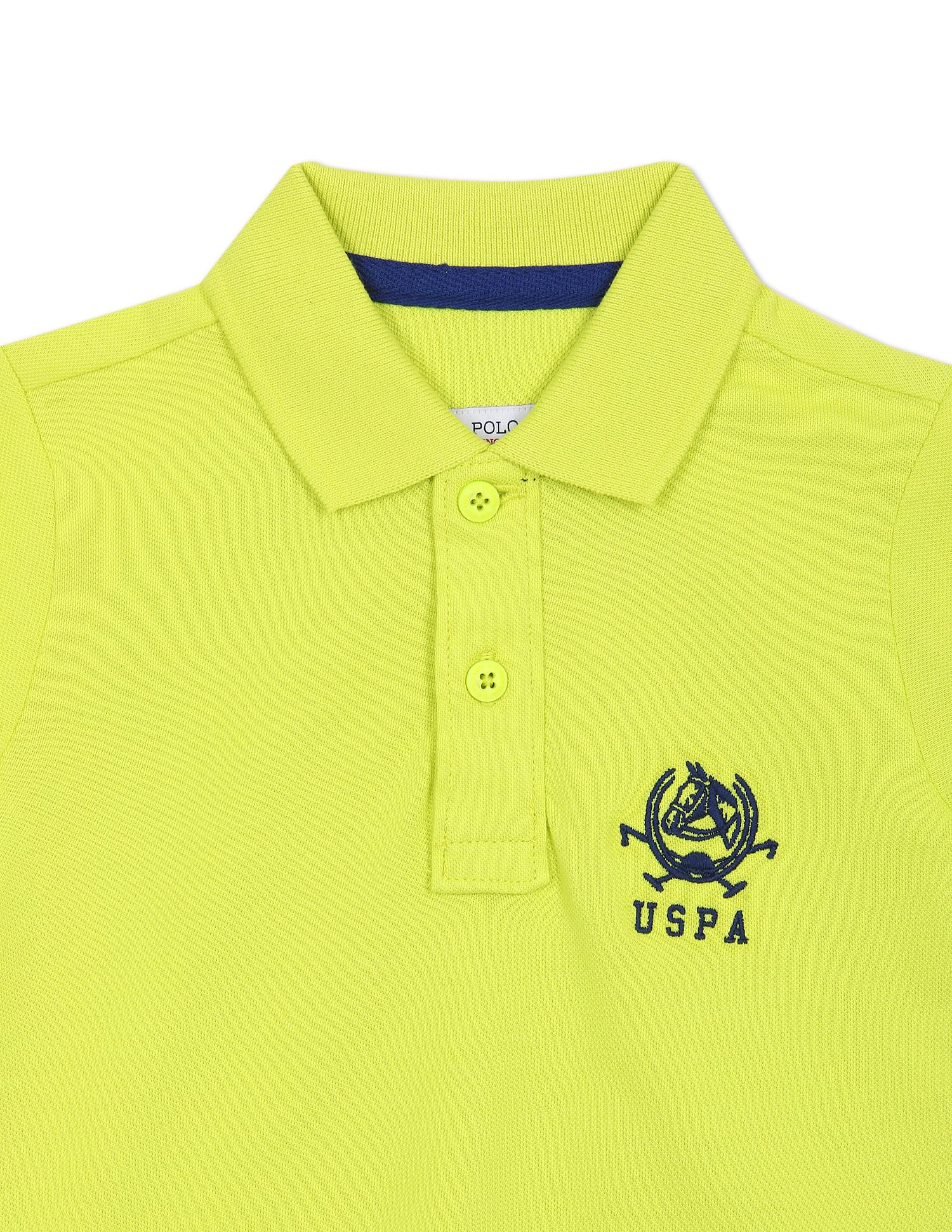 Solid Cotton Pique Polo Shirt Lime Green - U.S. POLO ASSN. | Large
