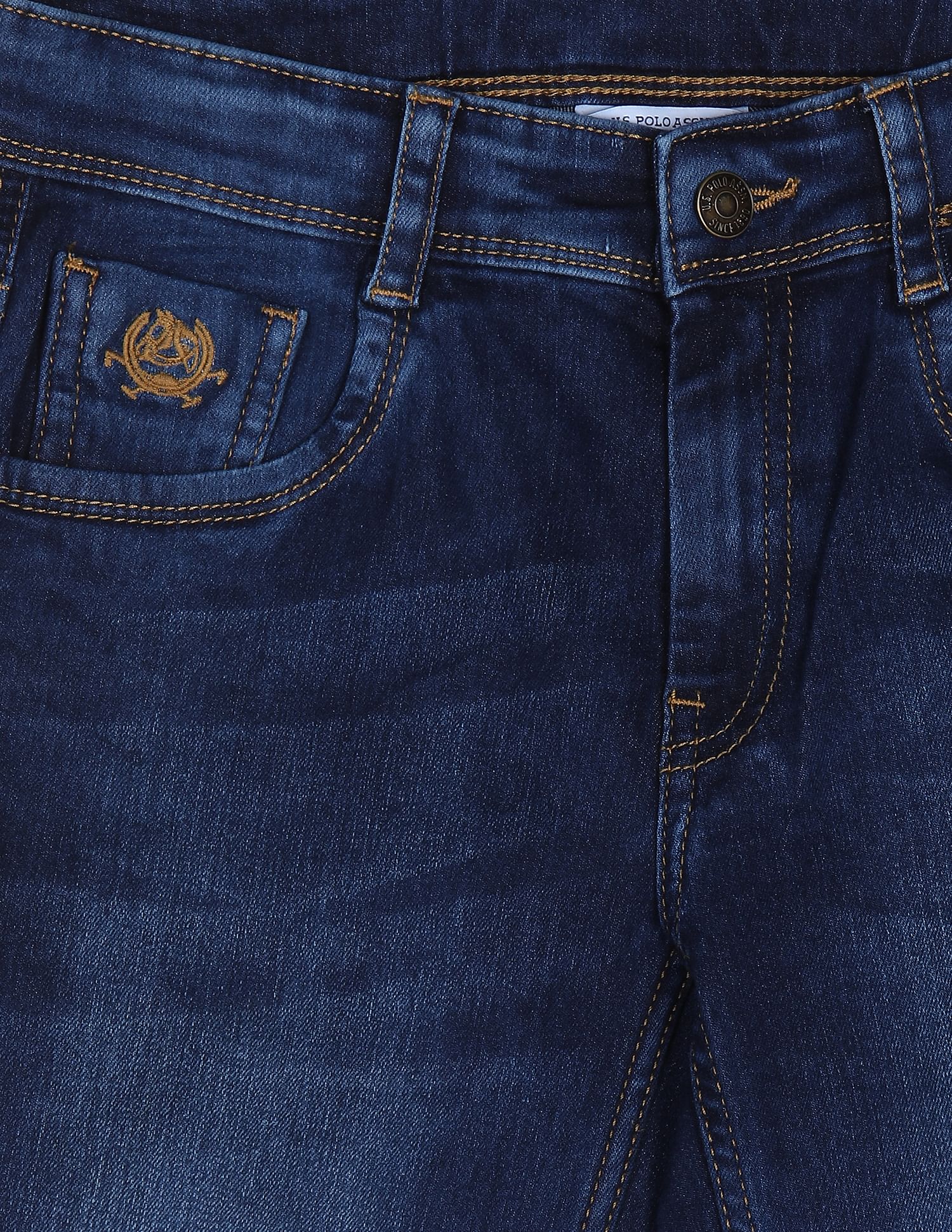 Boys Blue Mid Rise Stone Wash Jeans Blue - U.S. Polo Assn. India | Large