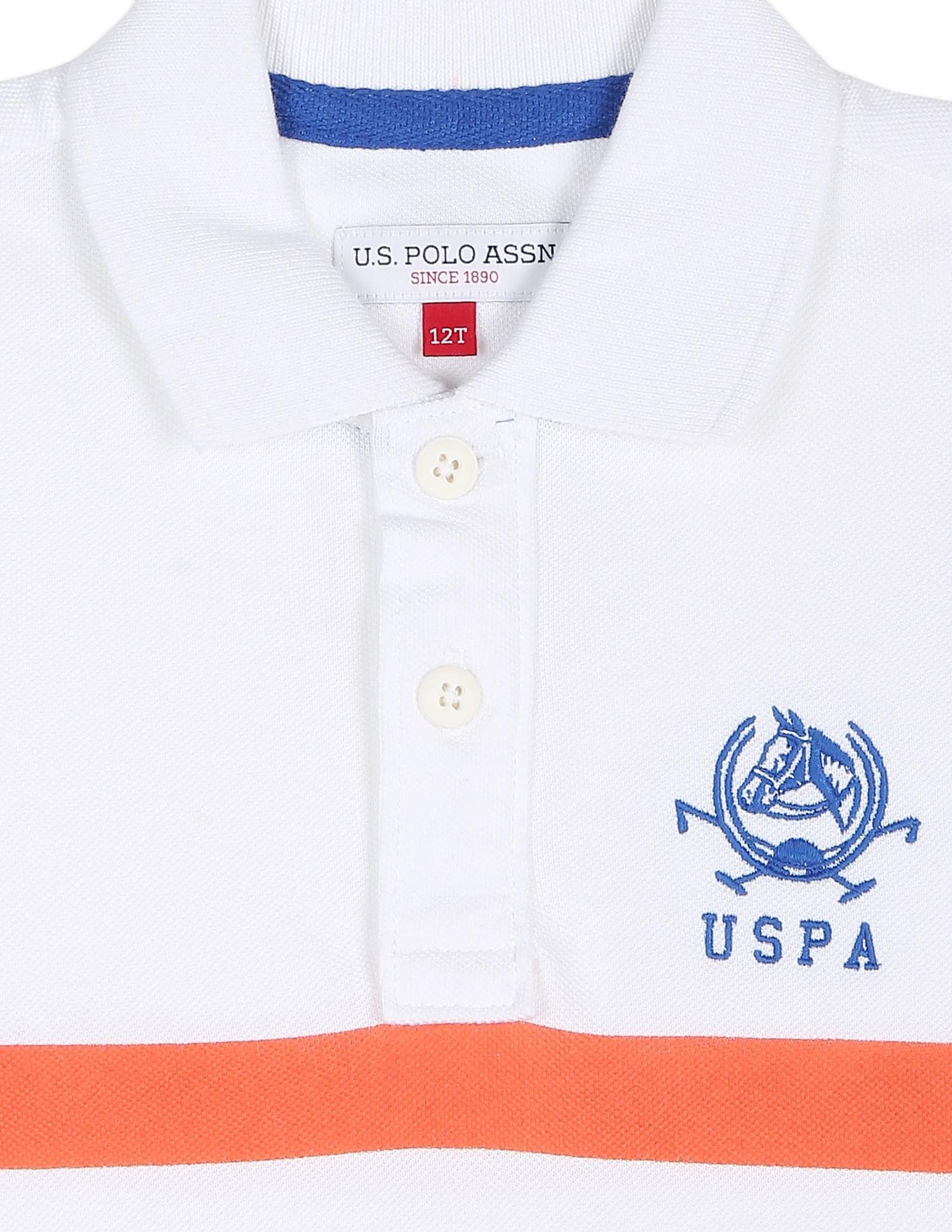 Horizontal Stripe Cotton Pique Polo Shirt White - U.S. POLO ASSN. | Large