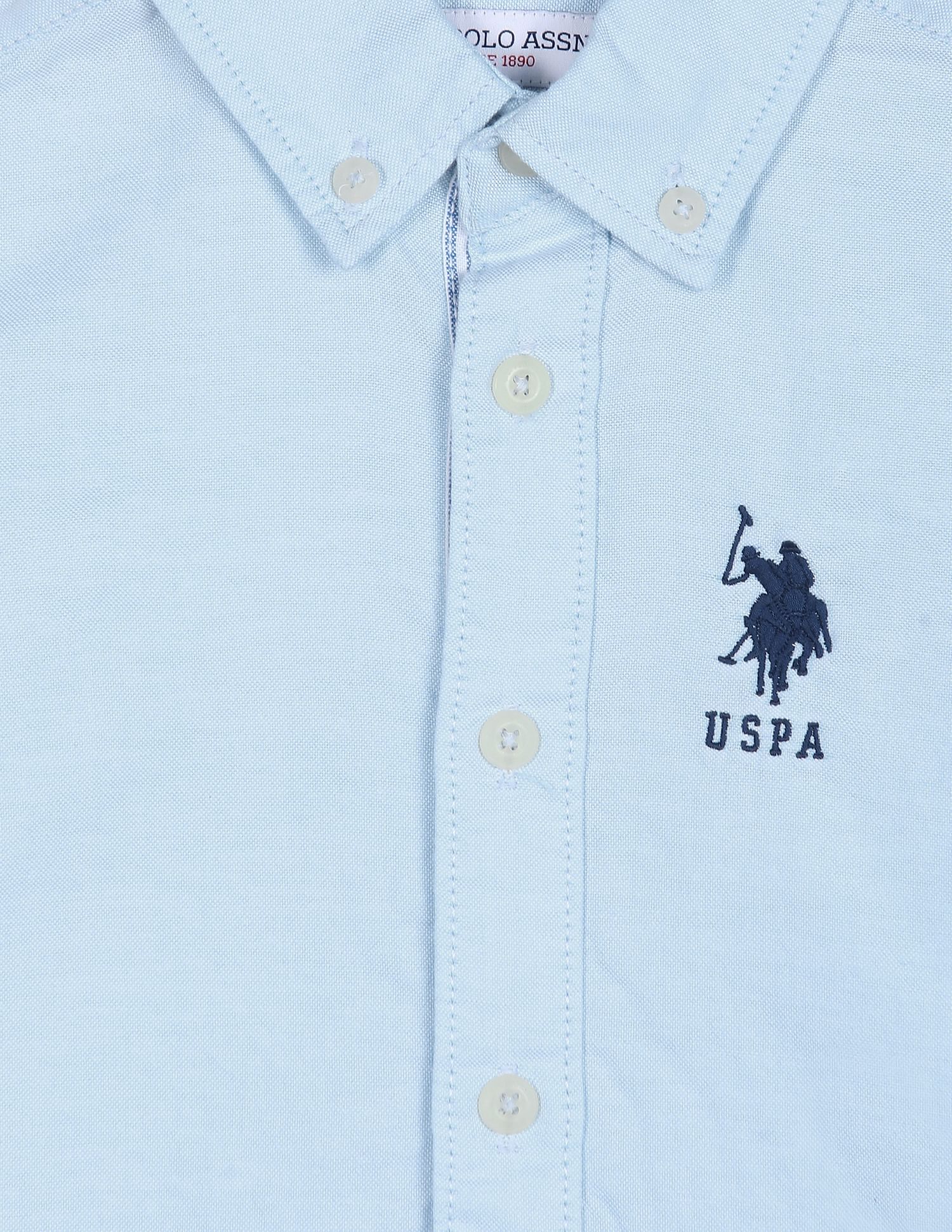 Button Down Solid Casual Shirt Light Blue - U.S. POLO ASSN. | Large