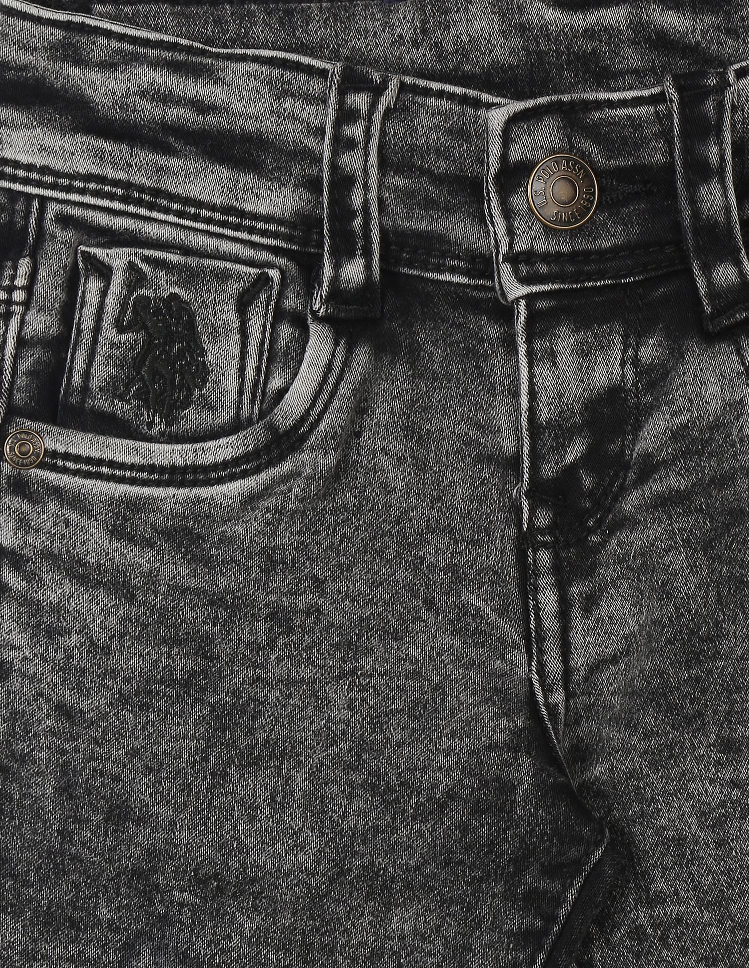 Boys Grey Brandon Slim Fit Acid Wash Jeans Grey - U.S. POLO ASSN. | Large