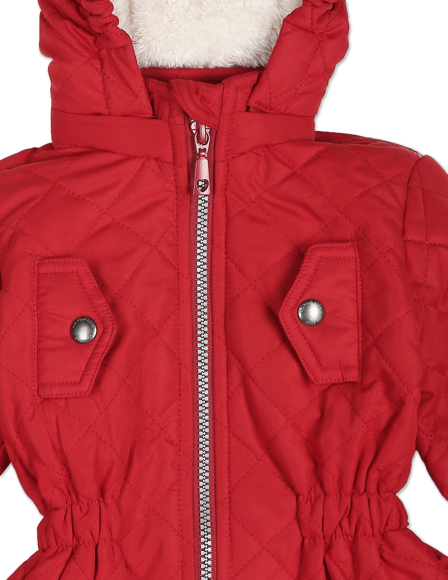 Hooded Solid Quilted Jacket Dark Red - U.S. Polo Assn. India | Large