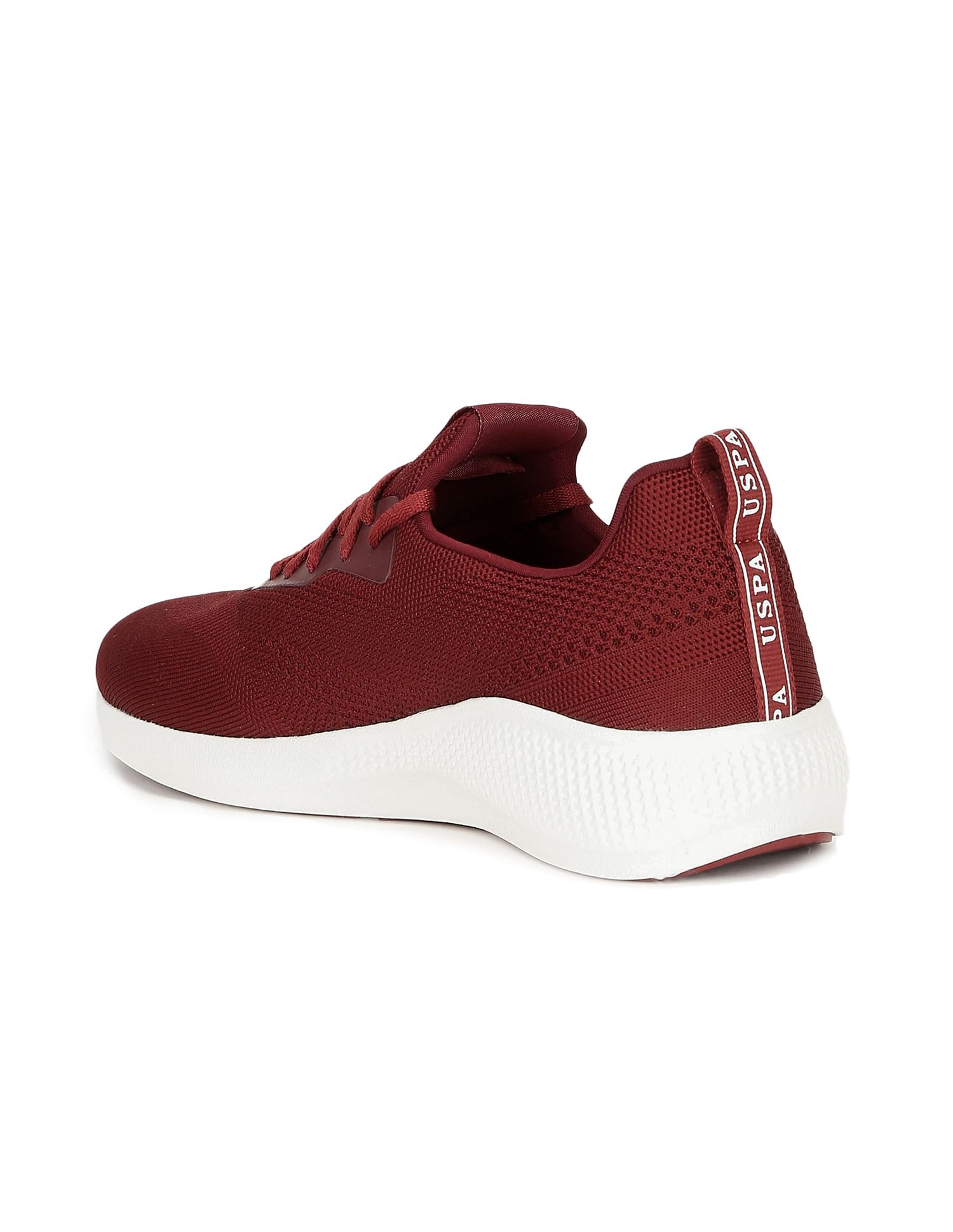 Men Round Toe Knit Lebron Sneakers Burgundy - U.S. Polo Assn. India | Large