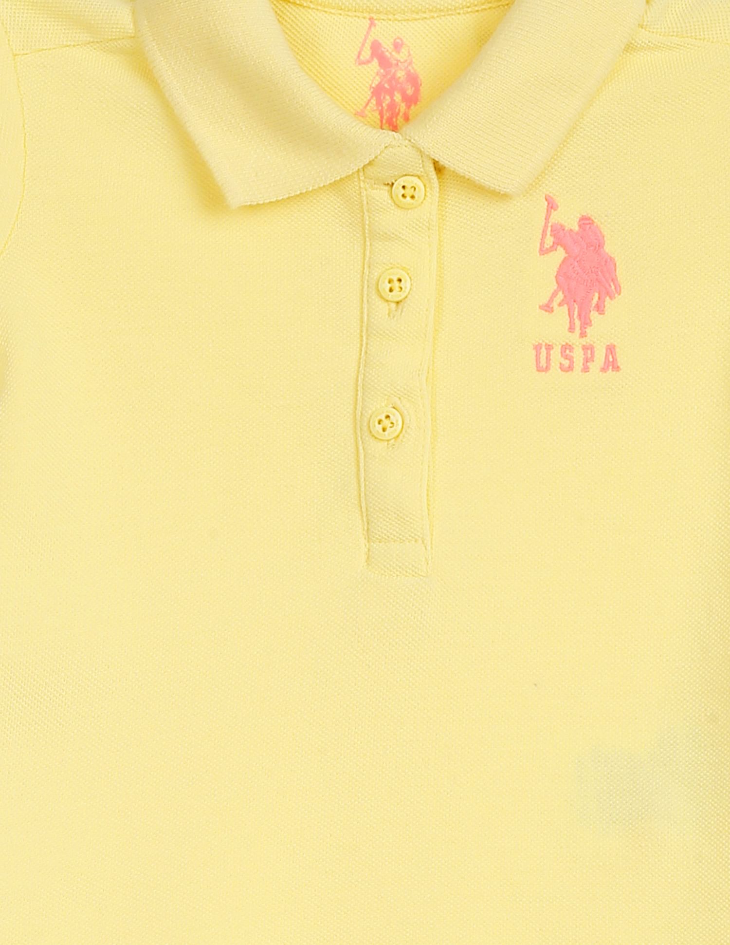 Puff Sleeve Cotton Polo Shirt Yellow - U.S. POLO ASSN. | Large
