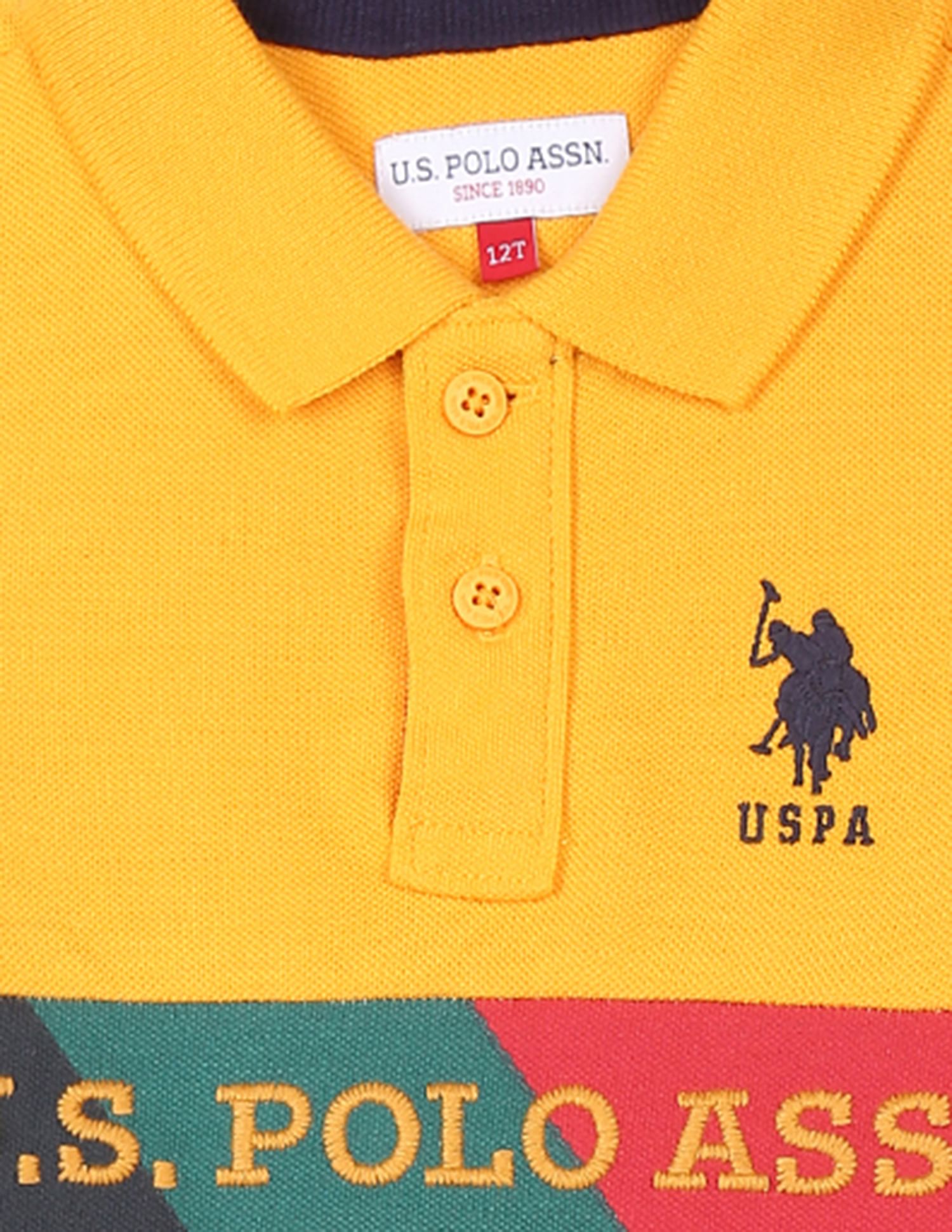 Long Sleeve Embroidered Logo Polo Shirt Yellow - U.S. POLO ASSN. | Large