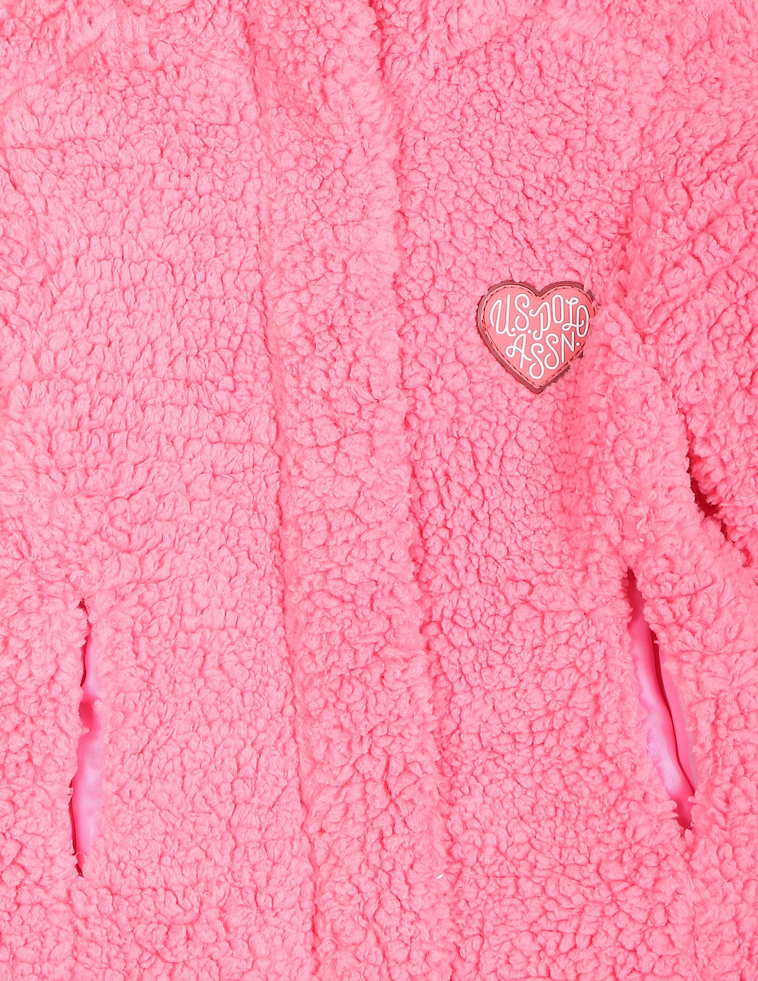 Stand Collar Solid Sherpa Jacket Pink - U.S. POLO ASSN. | Large