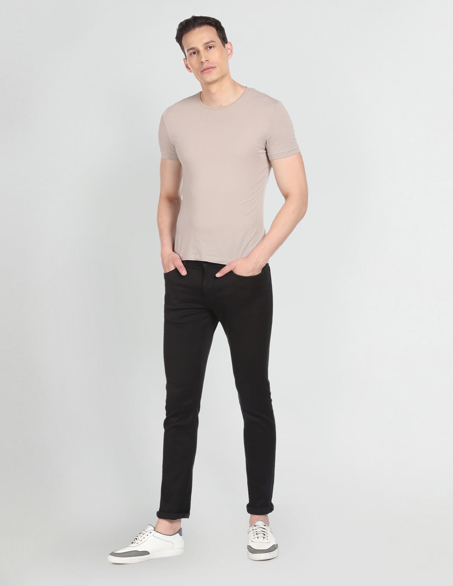 Men Black Brandon Slim Tapered Fit Mid Rise Jeans Black - U.S. Polo Assn. India | Large
