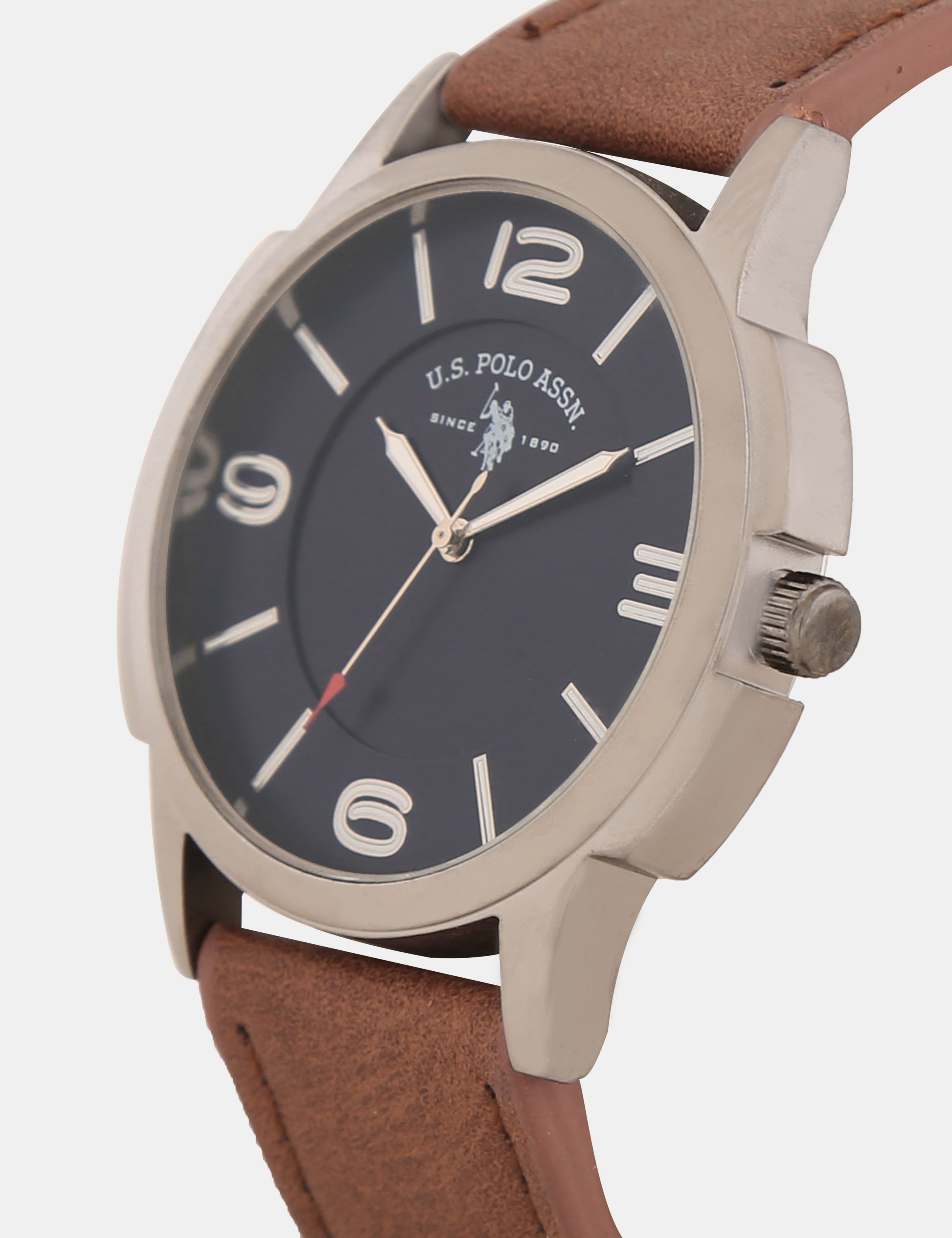Leather Strap Analogue Watch Blue and Brown - U.S. POLO ASSN. | Large