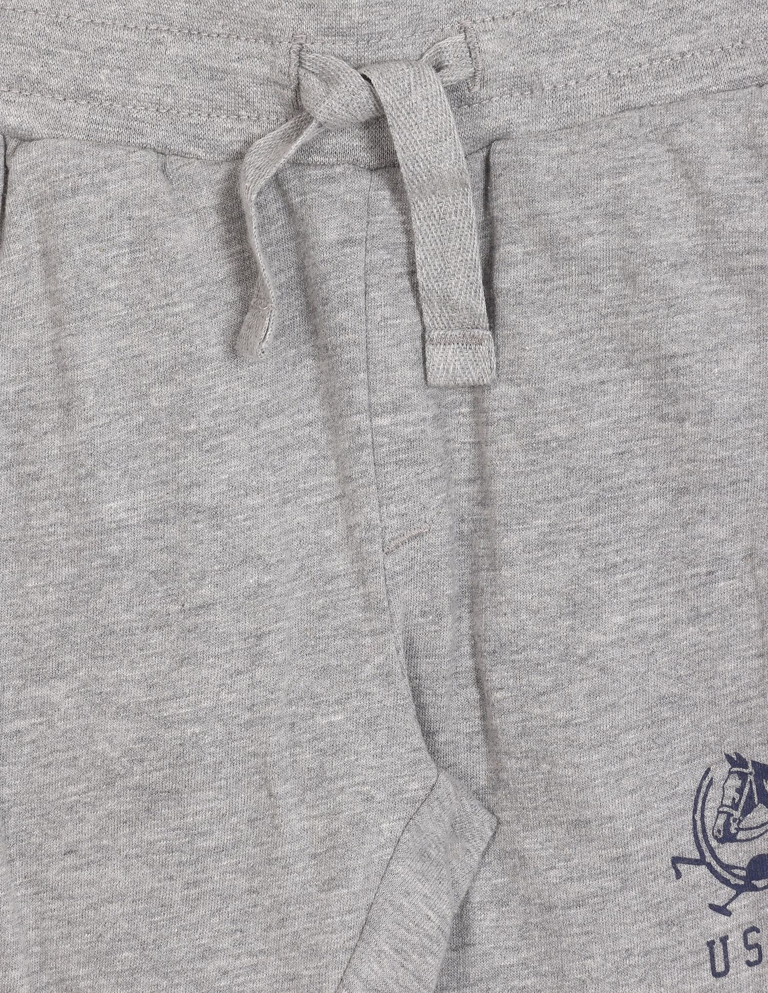 Boys Grey Mid Rise Heathered Joggers Grey - U.S. POLO ASSN. | Large