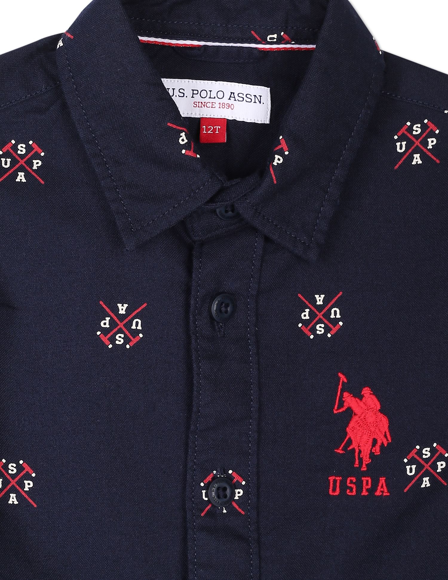 Brand Print Convertible Sleeve Shirt Navy - U.S. POLO ASSN. | Large