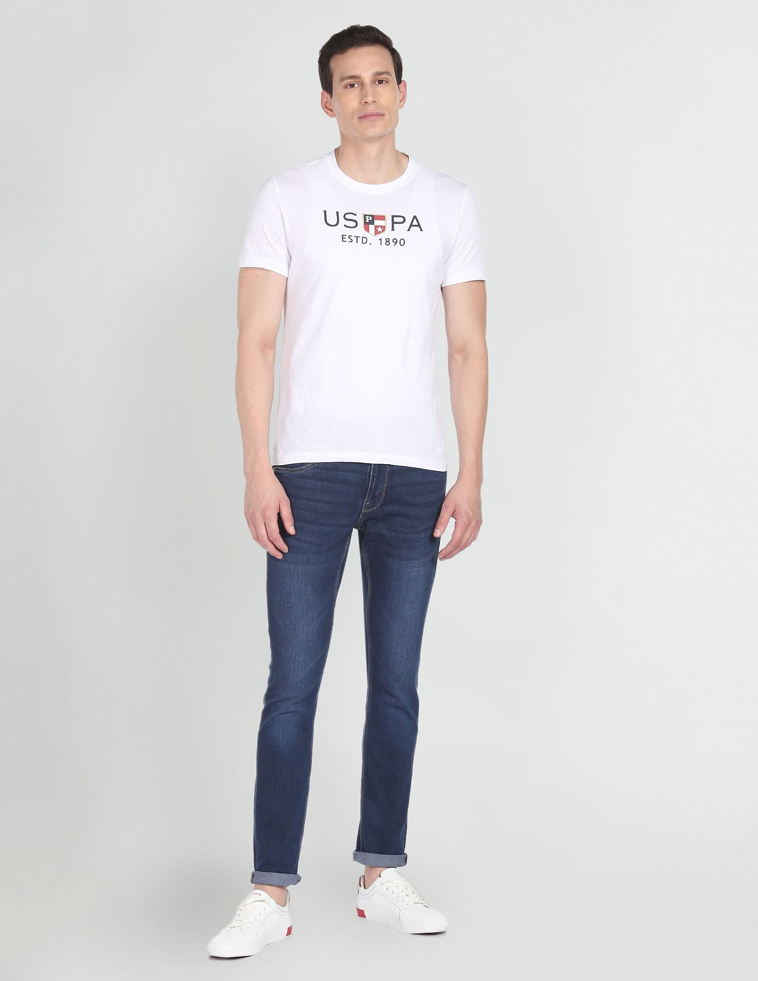 Brandon Slim Tapered Fit Stone Wash Jeans Dark Blue - U.S. Polo Assn. India | Large