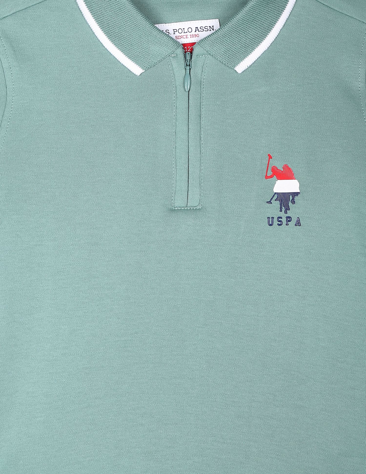 Cotton Zipper Coordinate Polo Shirt Aqua - U.S. POLO ASSN. | Large