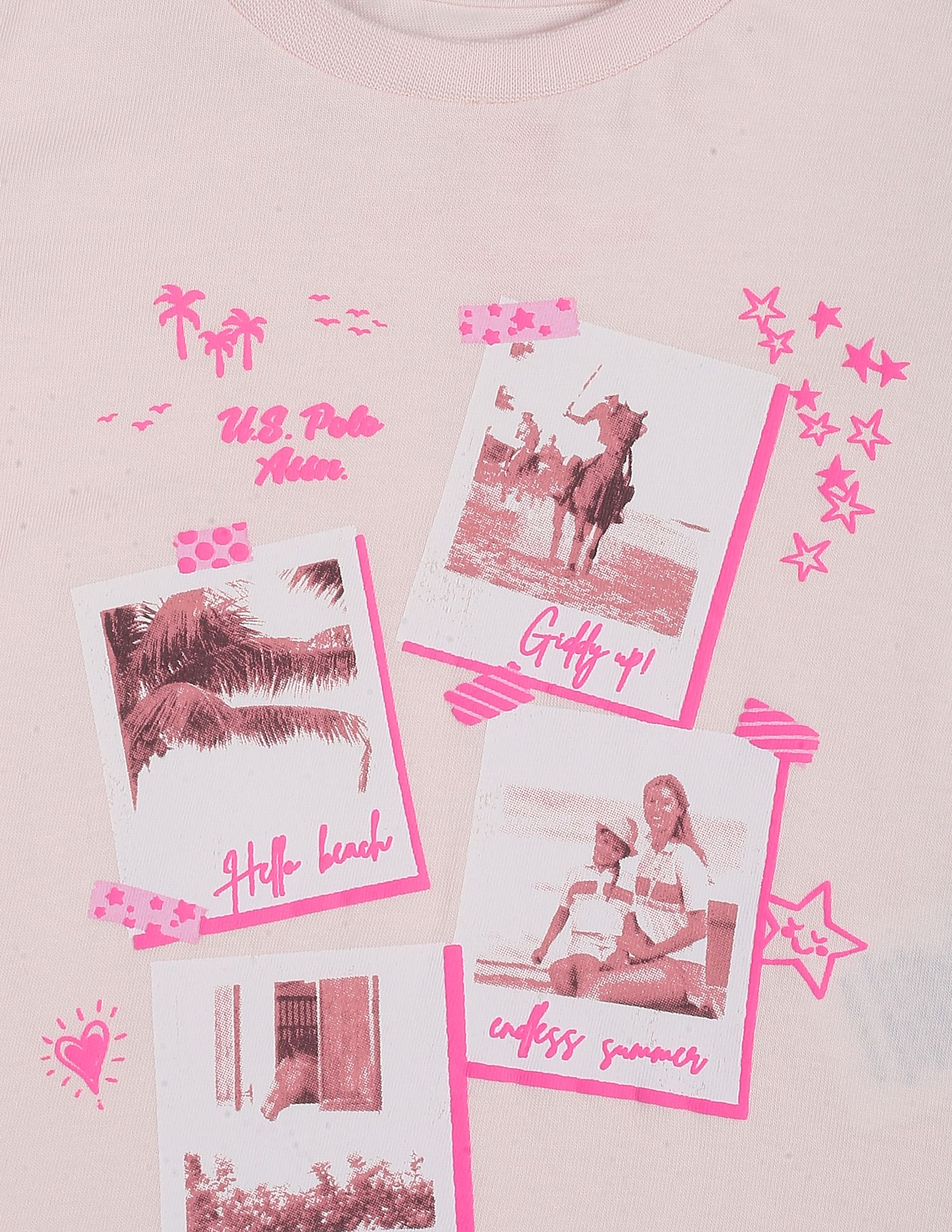 Graphic Print Collage T-Shirt Light Pink - U.S. POLO ASSN. | Large