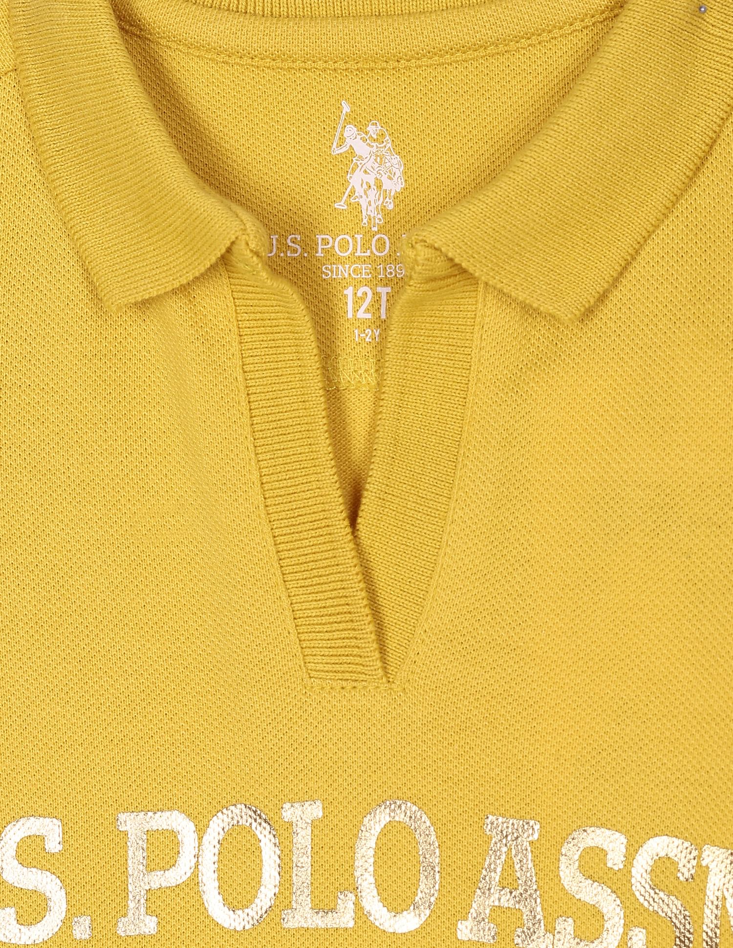 Brand Print Cotton Coordinate Polo Shirt Mustard - U.S. POLO ASSN. | Large