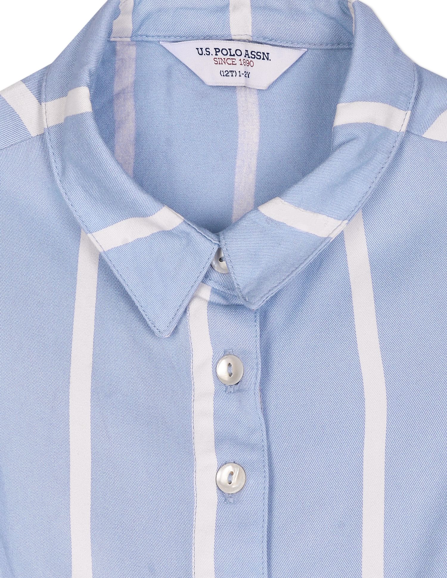 Vertical Stripe Viscose Dress Light Blue - U.S. POLO ASSN. | Large