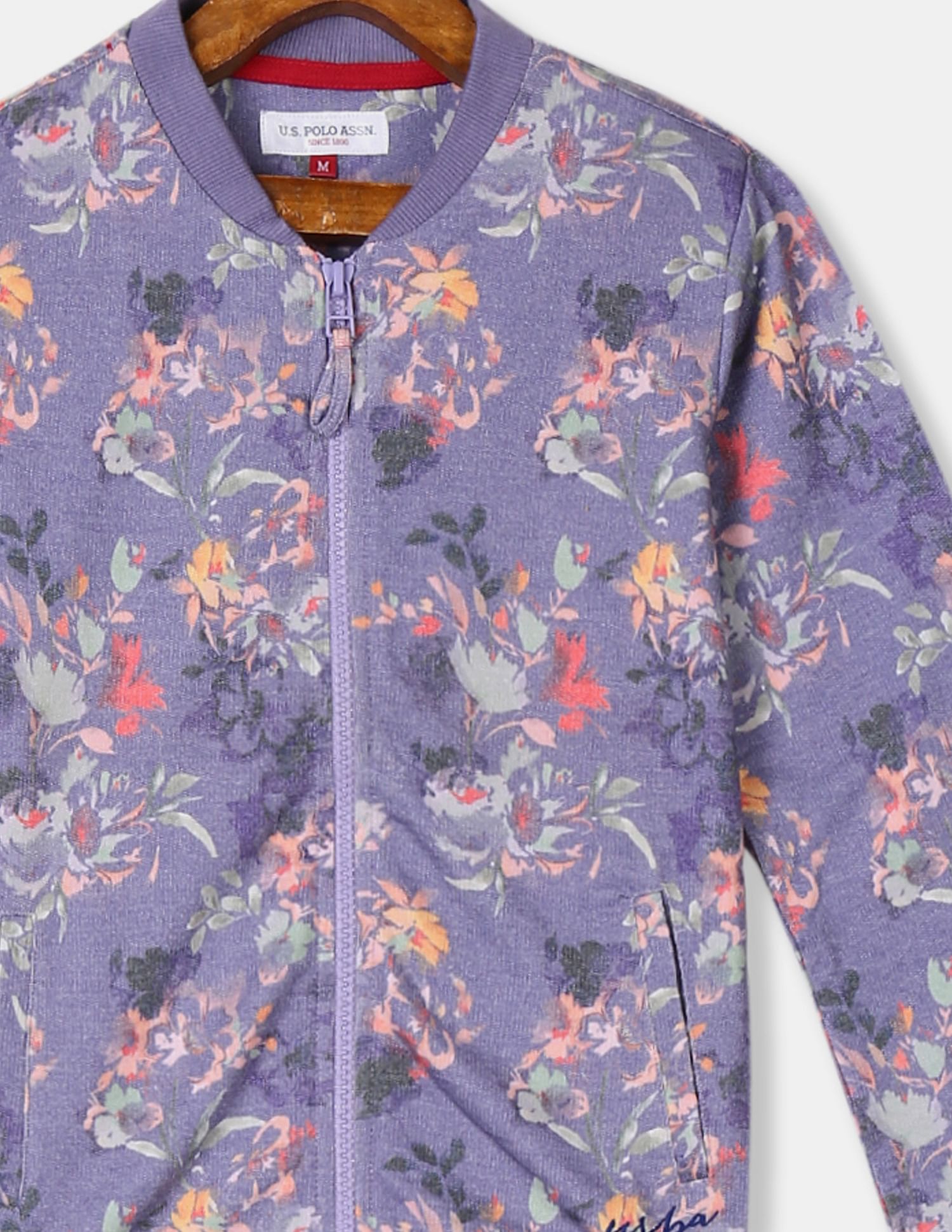 Girls Purple Bomber Style Printed Sweatshirt Purple - U.S. POLO ASSN. | Large