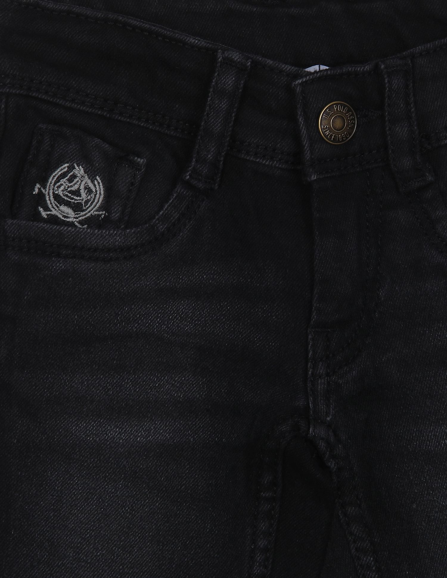 Mid Rise Skinny Fit Stone Wash Jeans Black - U.S. POLO ASSN. | Large