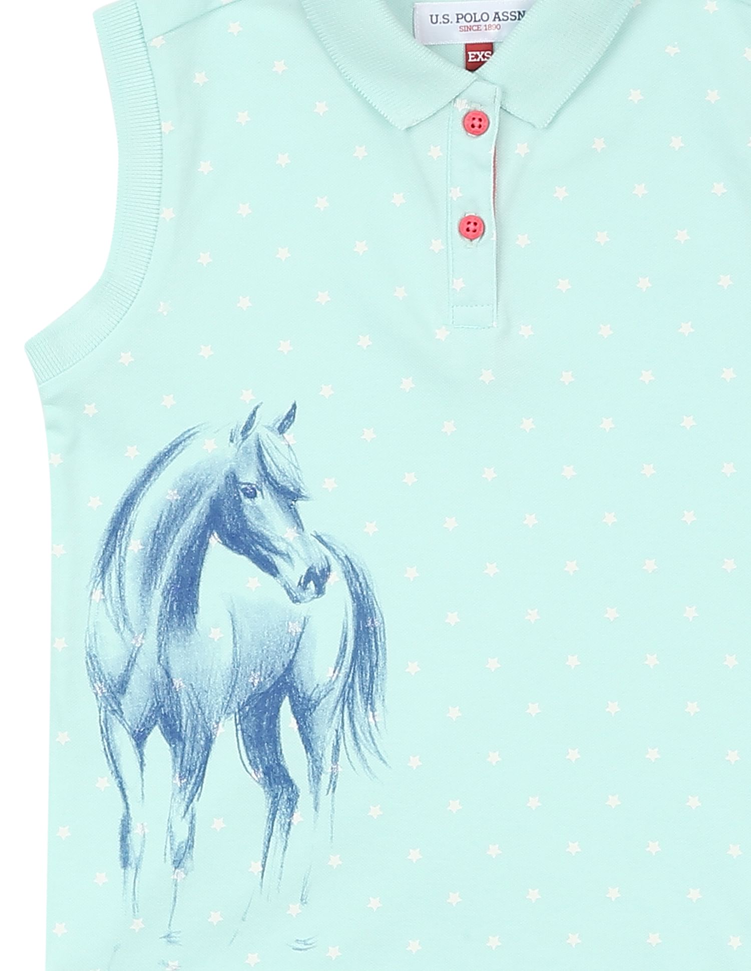 Girls Sleeveless Printed Polo Shirt Mint - U.S. POLO ASSN. | Large