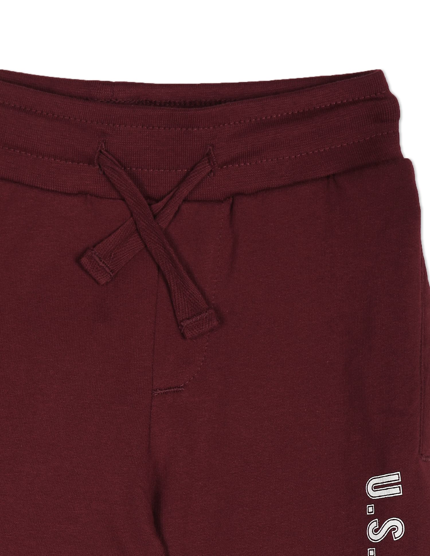 Boys Maroon Typographic Print Cotton Joggers Maroon - U.S. POLO ASSN. | Large