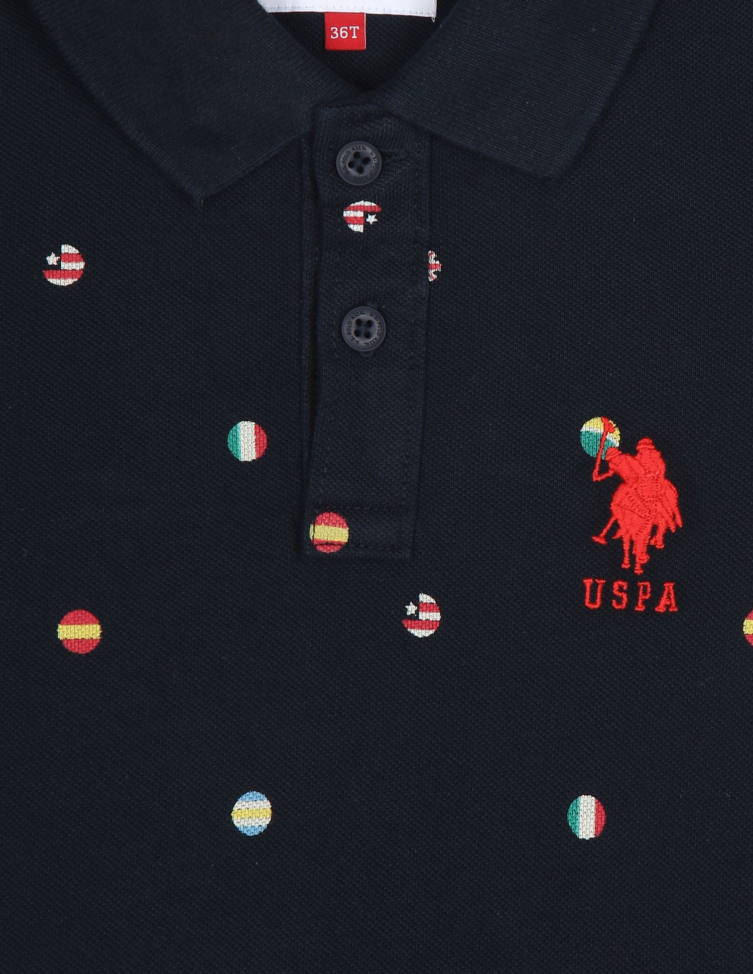 Geometric Print Cotton Polo Shirt Navy - U.S. POLO ASSN. | Large