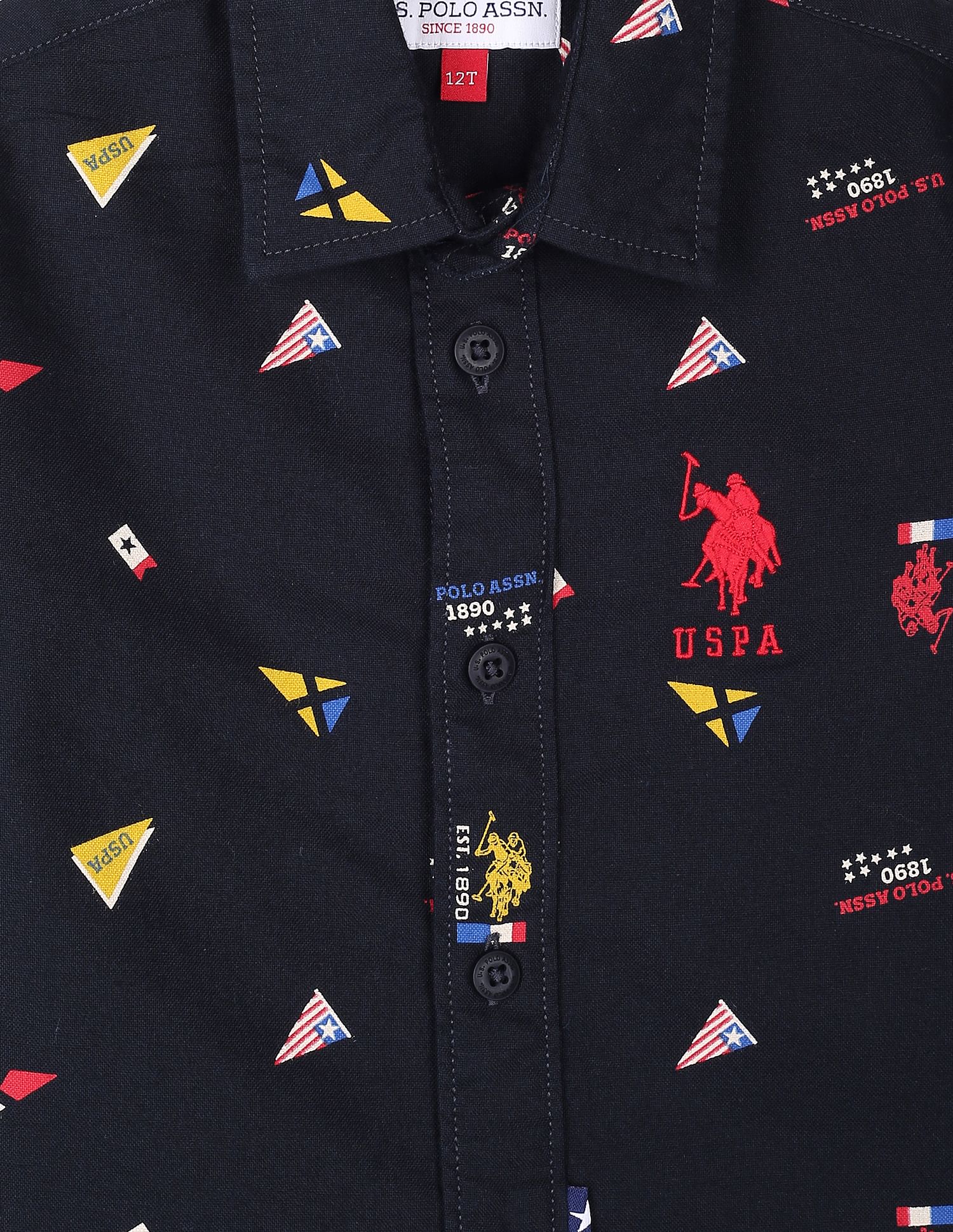 Brand Print Cotton Shirt Navy - U.S. Polo Assn. India | Large