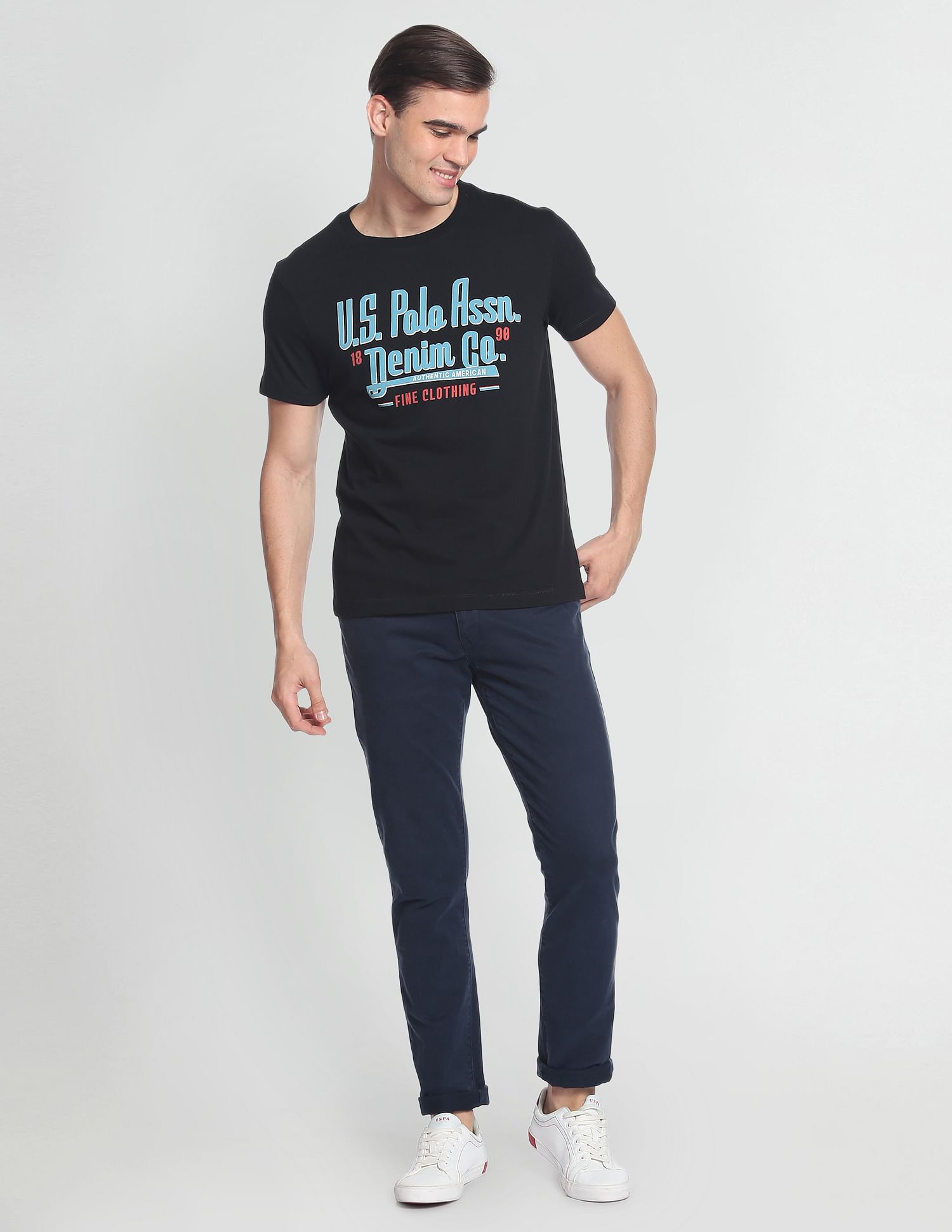 Typographic Brand Print T-Shirt Black - U.S. Polo Assn. India | Large