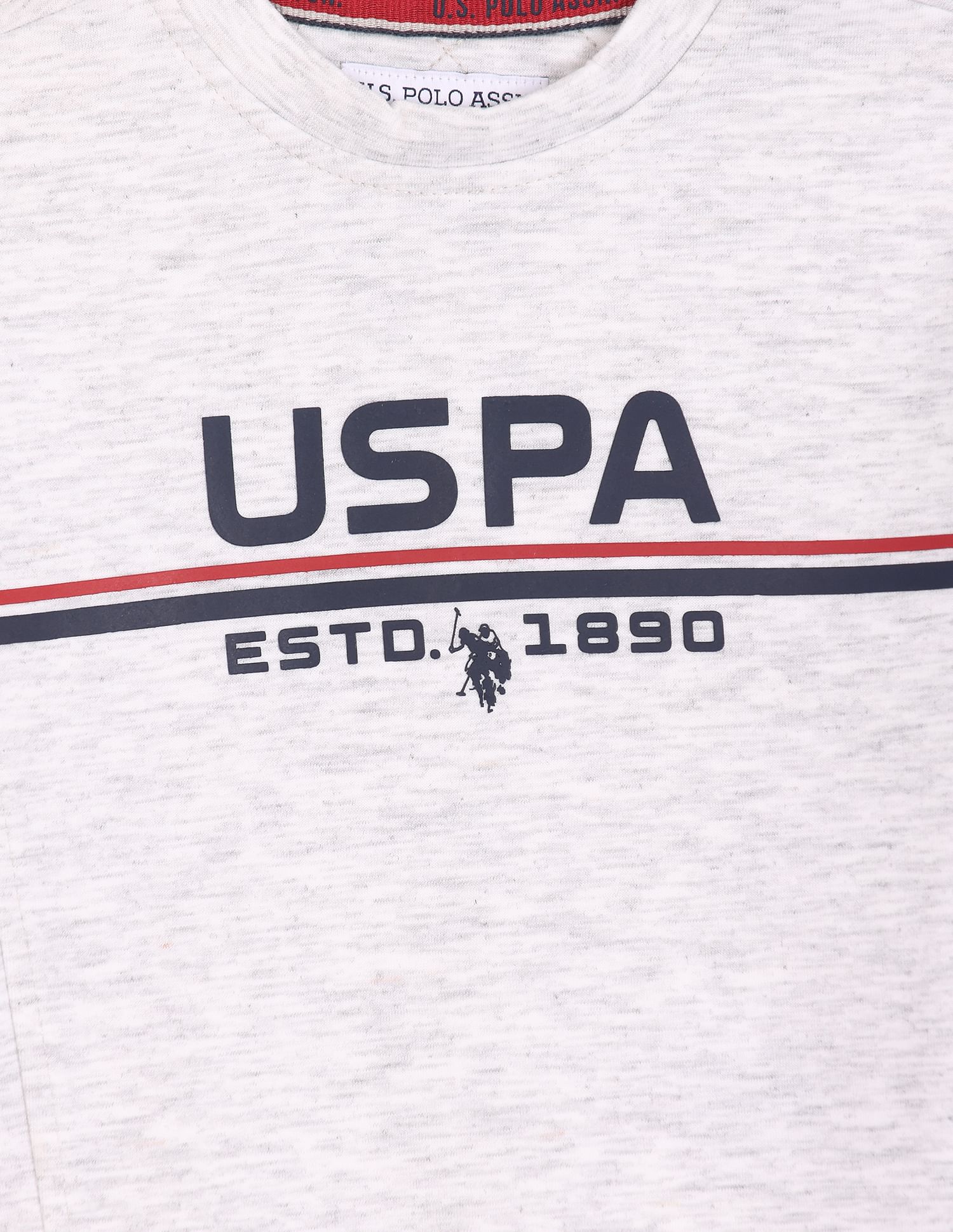 Boys Light Grey Heathered Brand Print Sweatshirt Light Grey - U.S. POLO ASSN. | Large