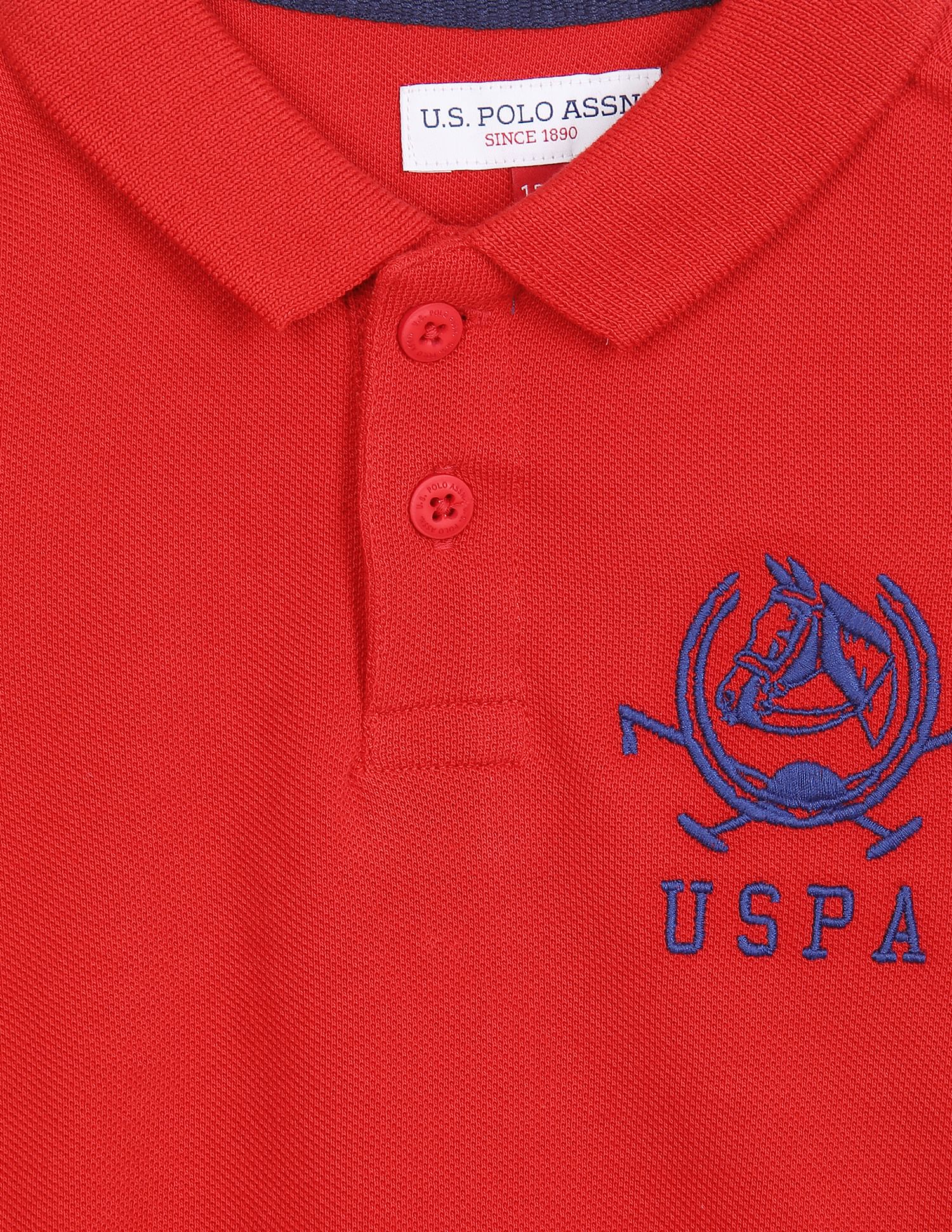 Boys Red Pique Solid Polo Shirt Red - U.S. Polo Assn. India | Large