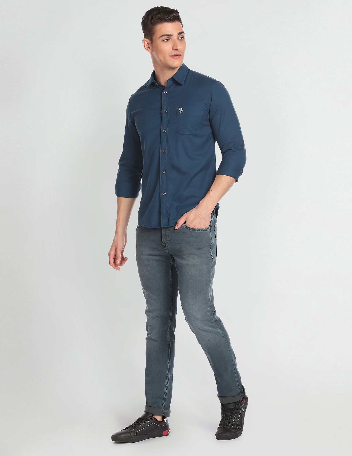 Solid Laundered Shirt Navy - U.S. Polo Assn. India | Large