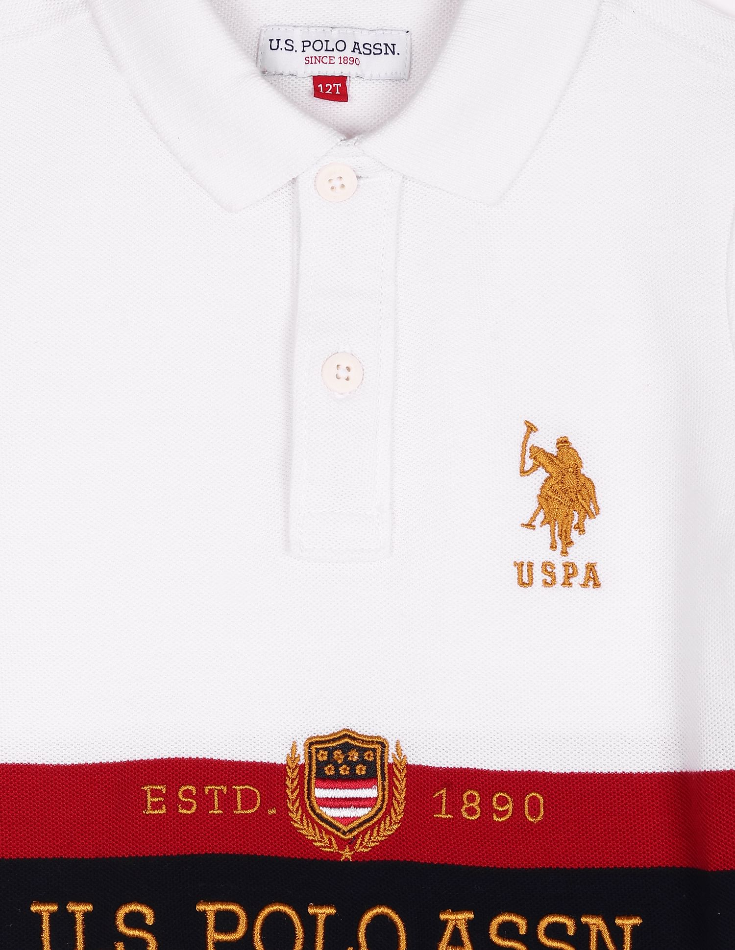 Iconic Embroidered Branding Polo Shirt White - U.S. POLO ASSN. | Large