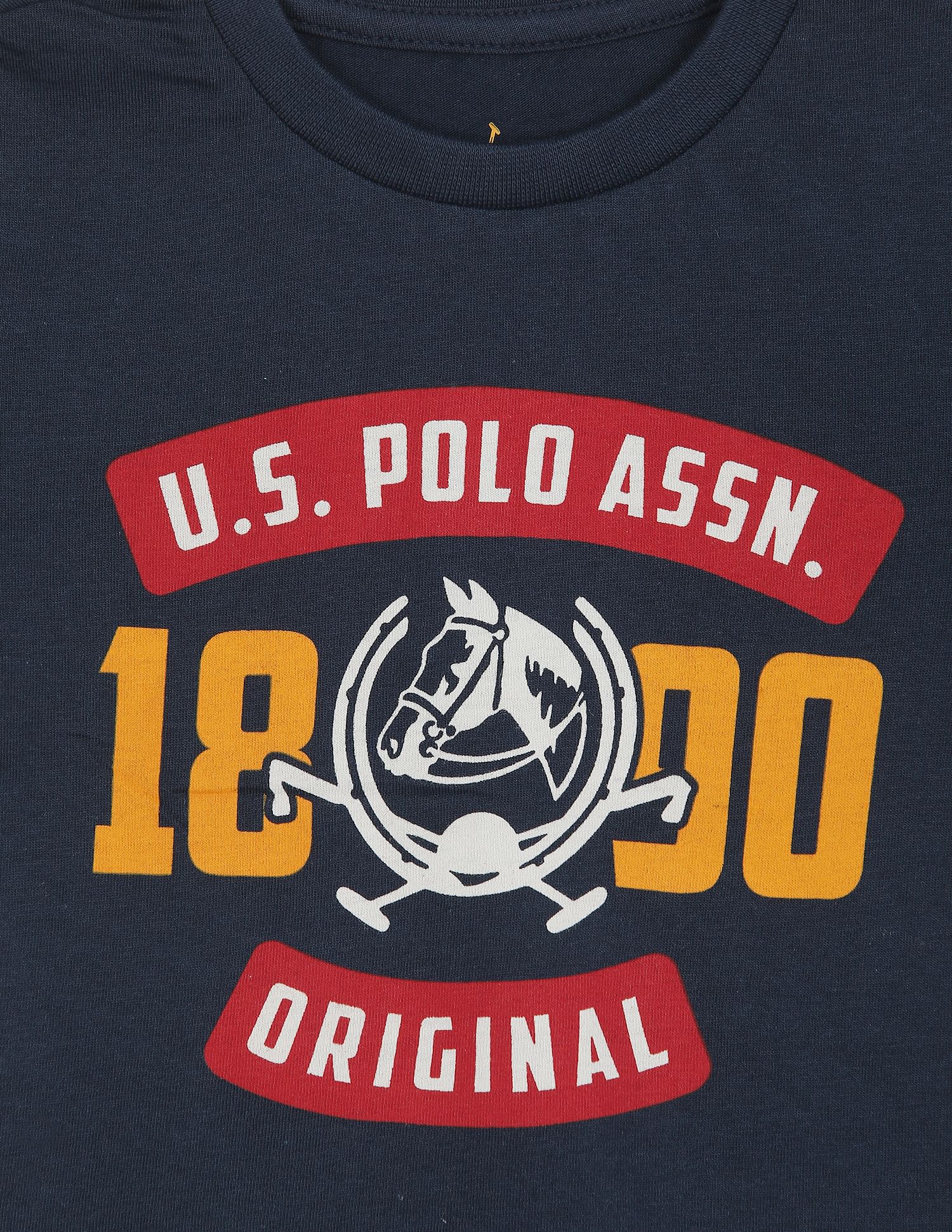 Brand Print Cotton T-Shirt Navy - U.S. POLO ASSN. | Large