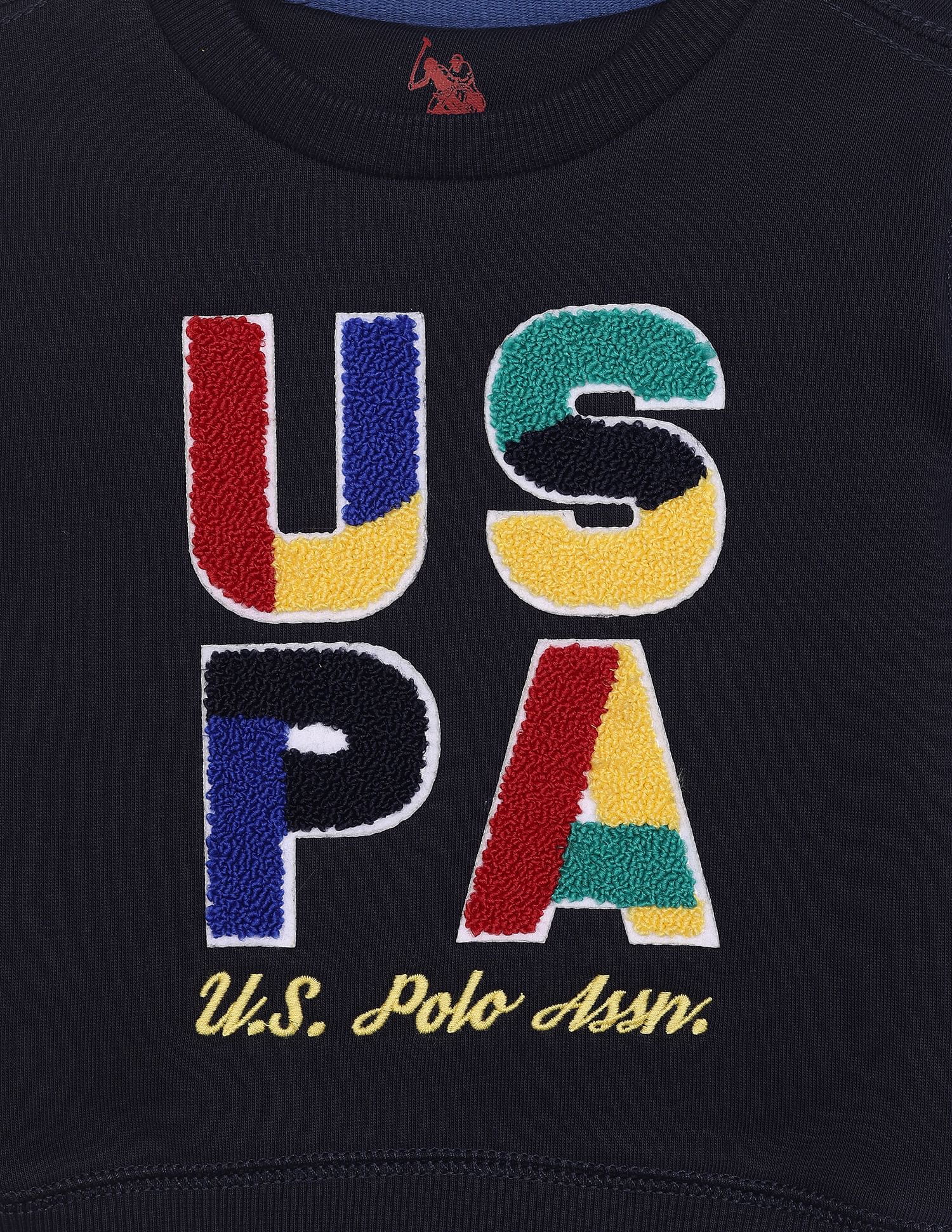 Boys Navy Crew Neck Appliqued Logo Sweatshirt Navy - U.S. Polo Assn. India | Large