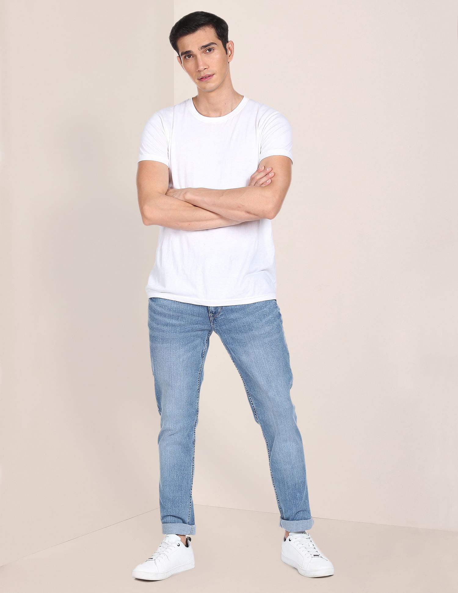 Men Blue Brandon Slim Tapered Fit Stone Wash Jeans Blue - U.S. POLO ASSN. | Large