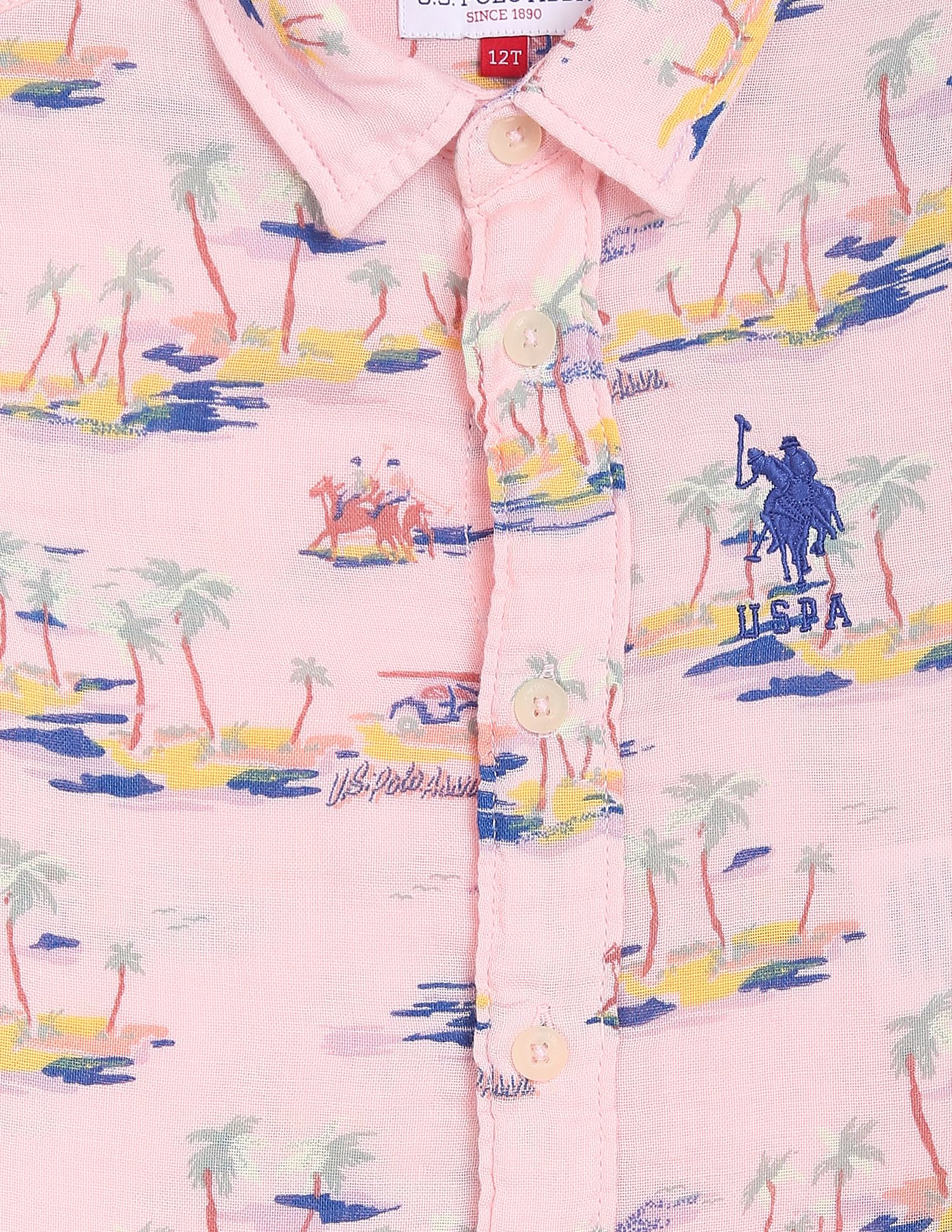 Brand Print Short Sleeve Shirt Pink - U.S. POLO ASSN. | Large