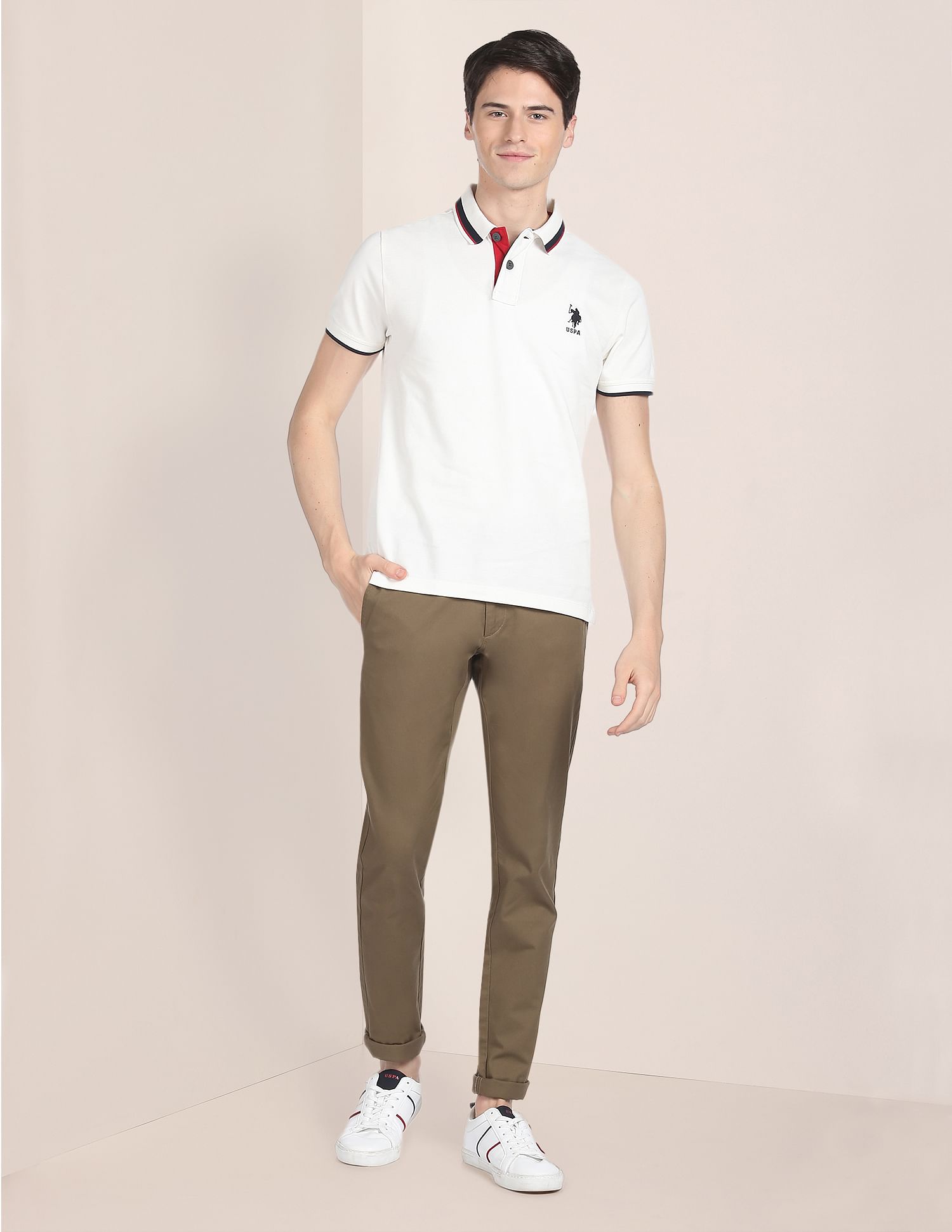 Denver Slim Fit Stretch Chinos Brown - U.S. POLO ASSN. | Large
