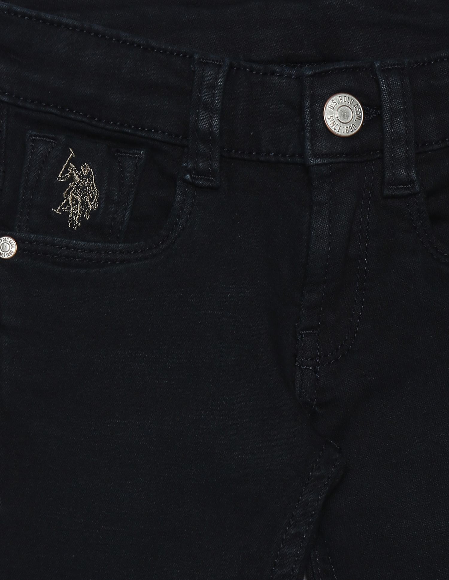 Laser Brand Print Dark Wash Jeans Black - U.S. Polo Assn. India | Large
