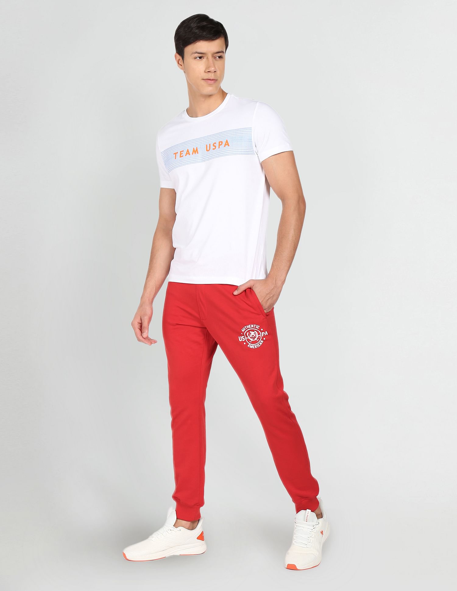 Elasticised Waist Brand Print Joggers Red - U.S. Polo Assn. India | Large