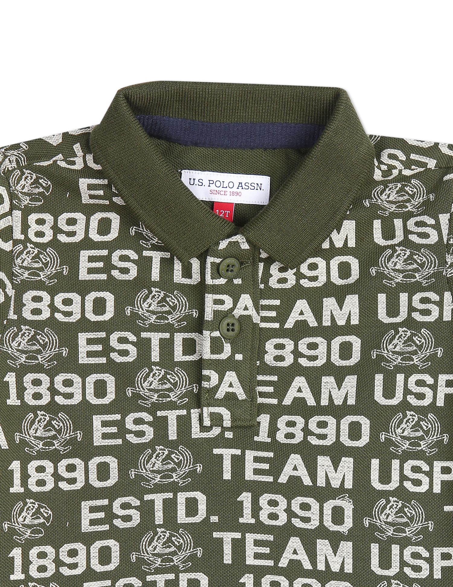 Cotton Brand Print Polo Shirt Dark Green - U.S. Polo Assn. India | Large